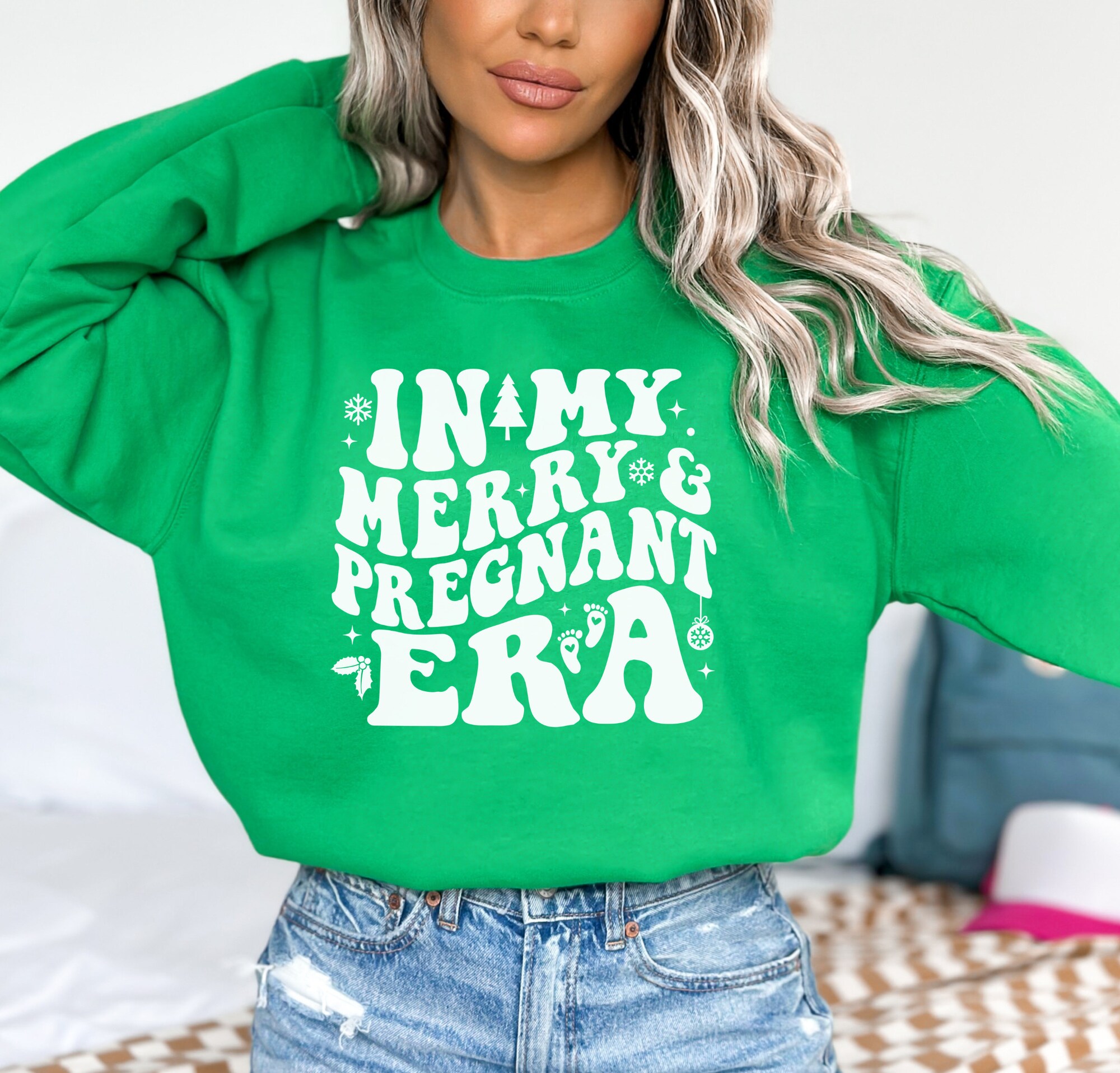 Merry Pregnancy Announcement Sweatshirt Christmas Baby Reveal image 3