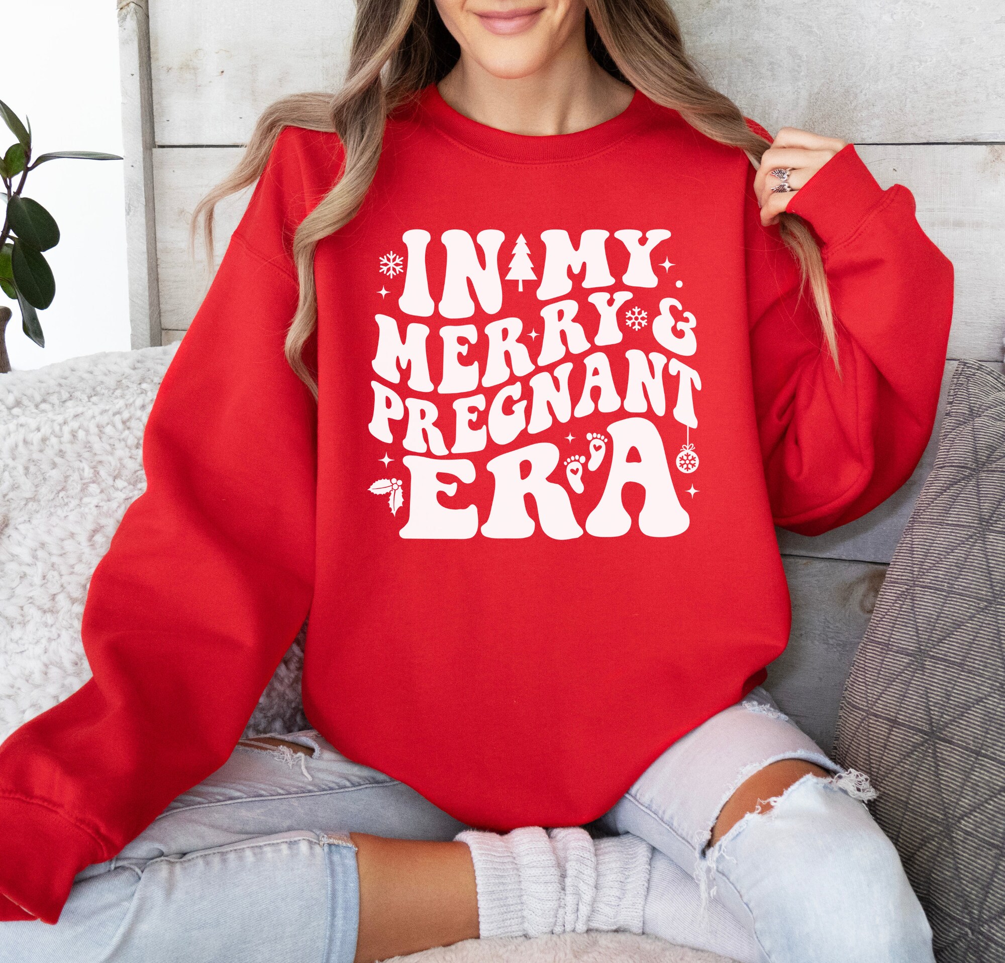 Merry Pregnancy Announcement Sweatshirt Christmas Baby Reveal image 1