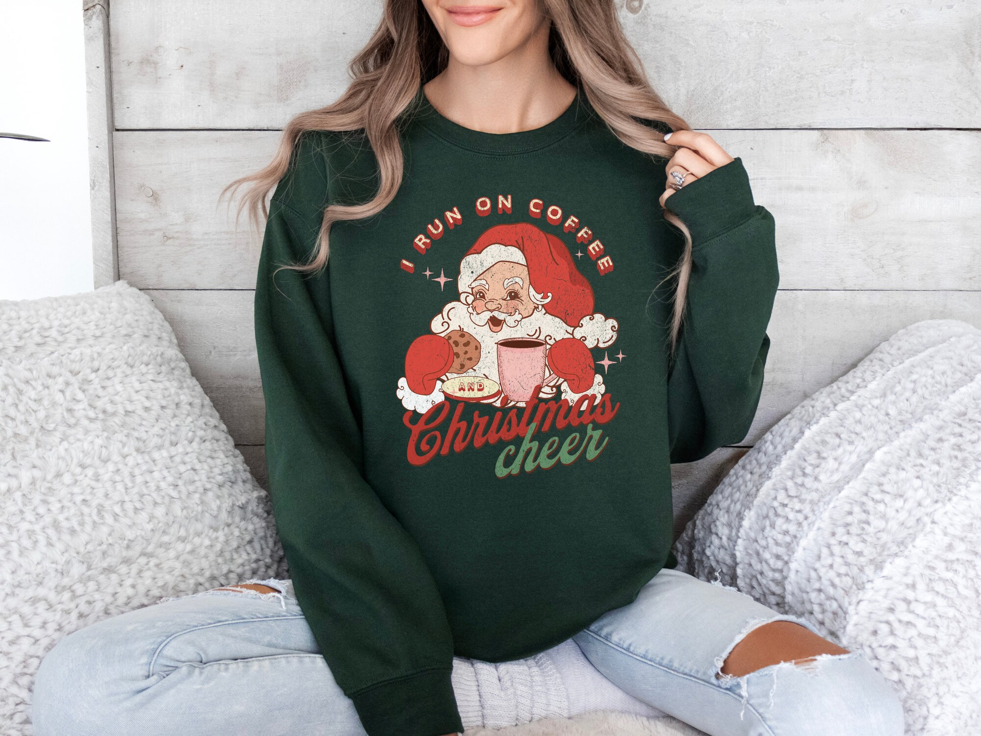 Coffee & Christmas Cheer: Cute Santa Sweatshirt for Coffee Lovers image 2