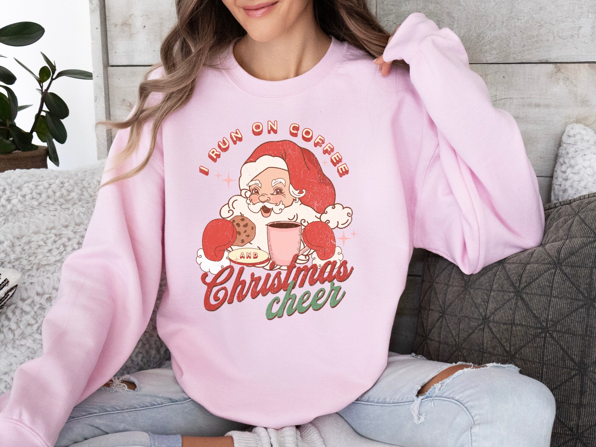 Coffee & Christmas Cheer: Cute Santa Sweatshirt for Coffee Lovers image 4