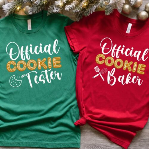 Cookie Baker & Tester Shirts: Matching Christmas Tees for Couples image 0