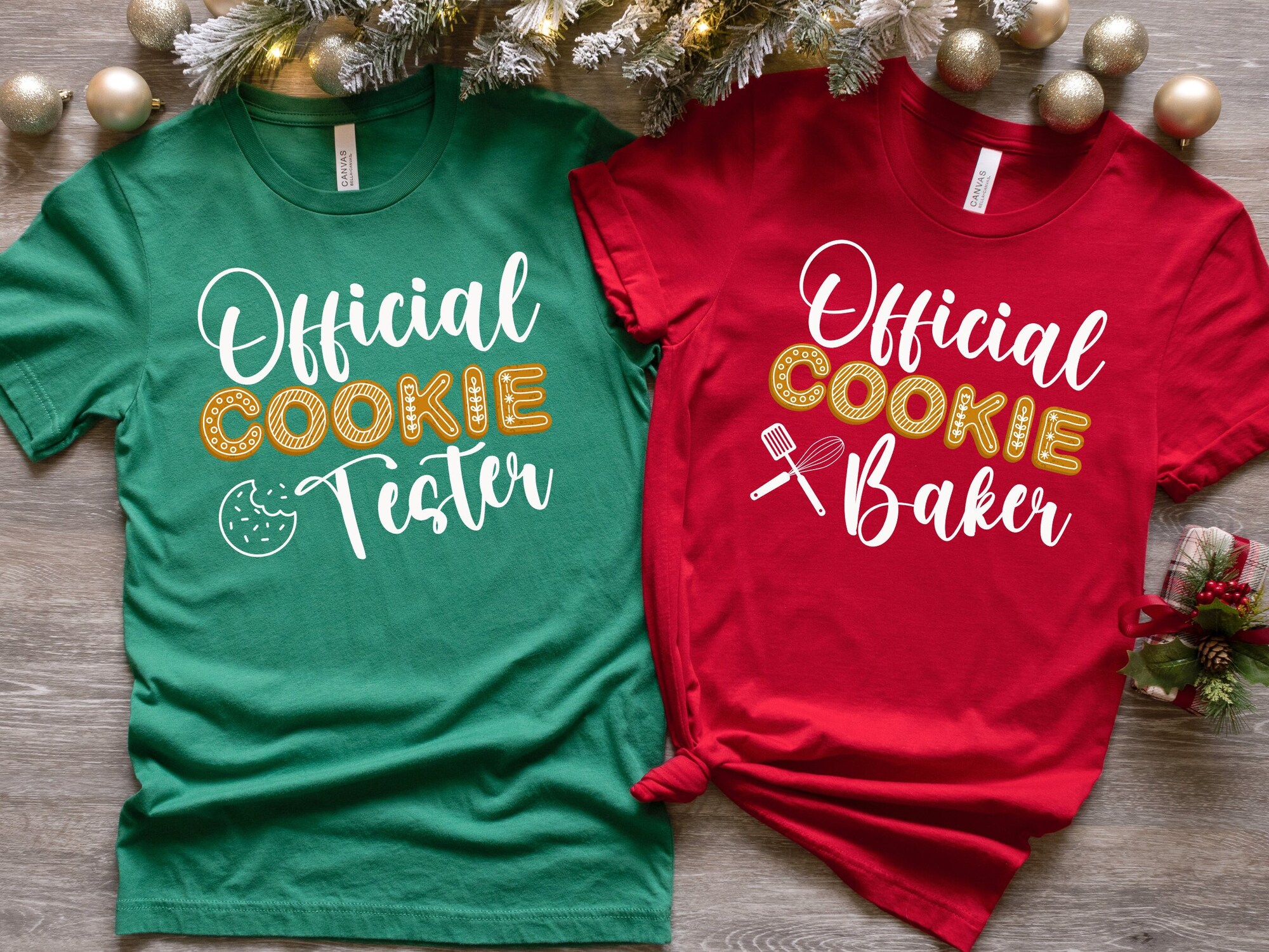 Cookie Baker & Tester Shirts: Matching Christmas Tees for Couples image 0