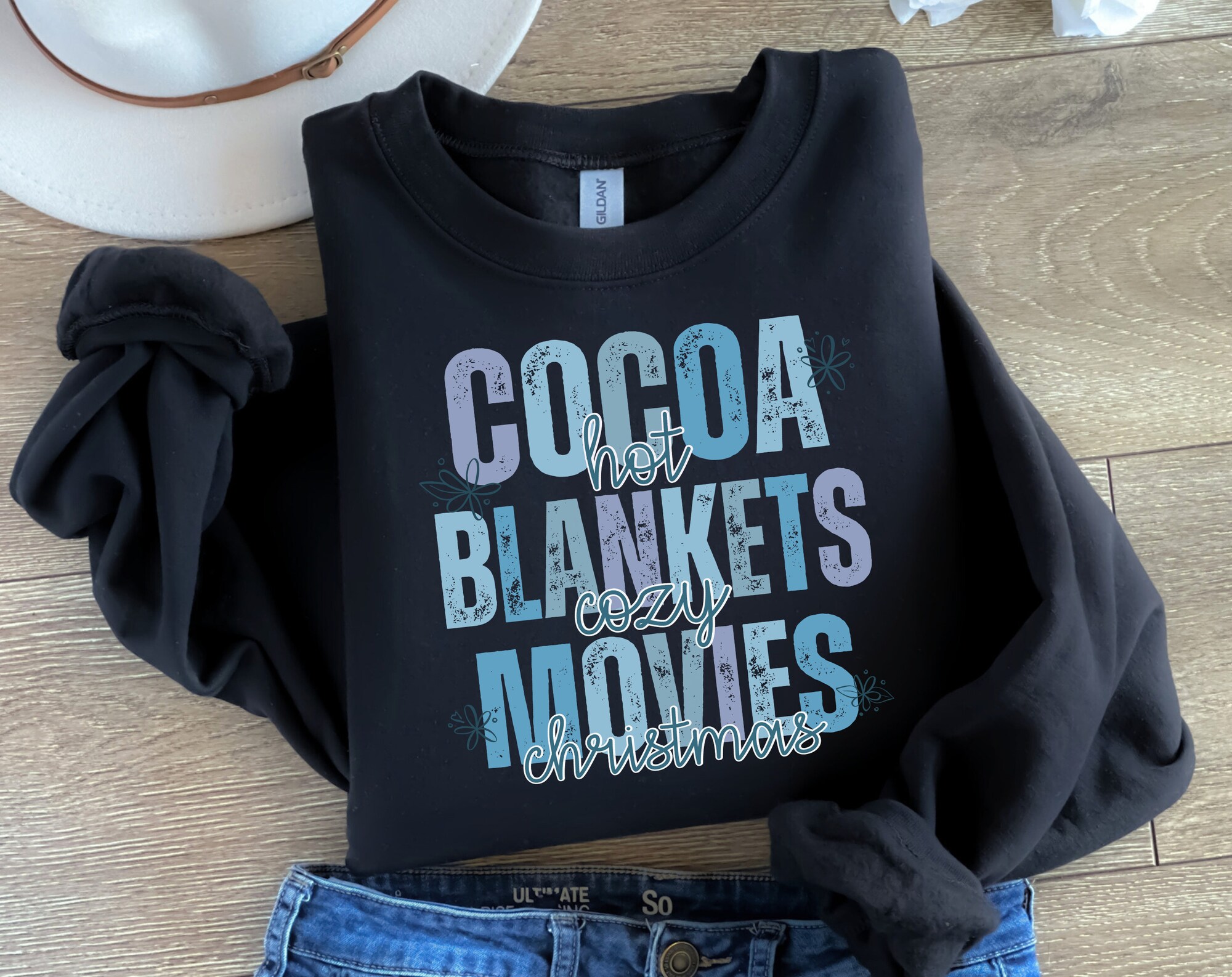 Hot Cocoa Cozy Blankets Sweatshirt - Christmas Family Tee image 2