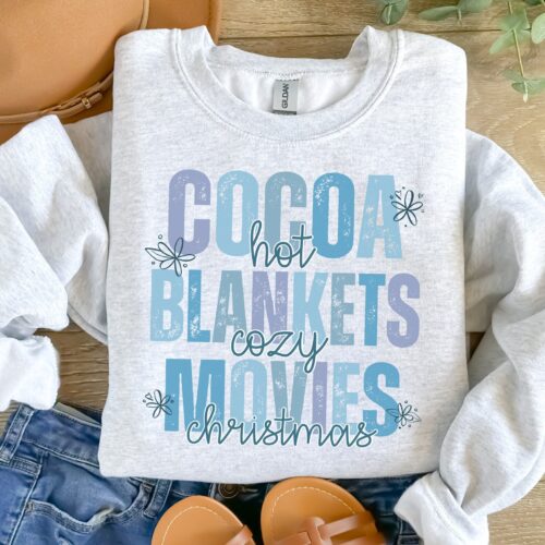 Hot Cocoa Cozy Blankets Sweatshirt - Christmas Family Tee image 0