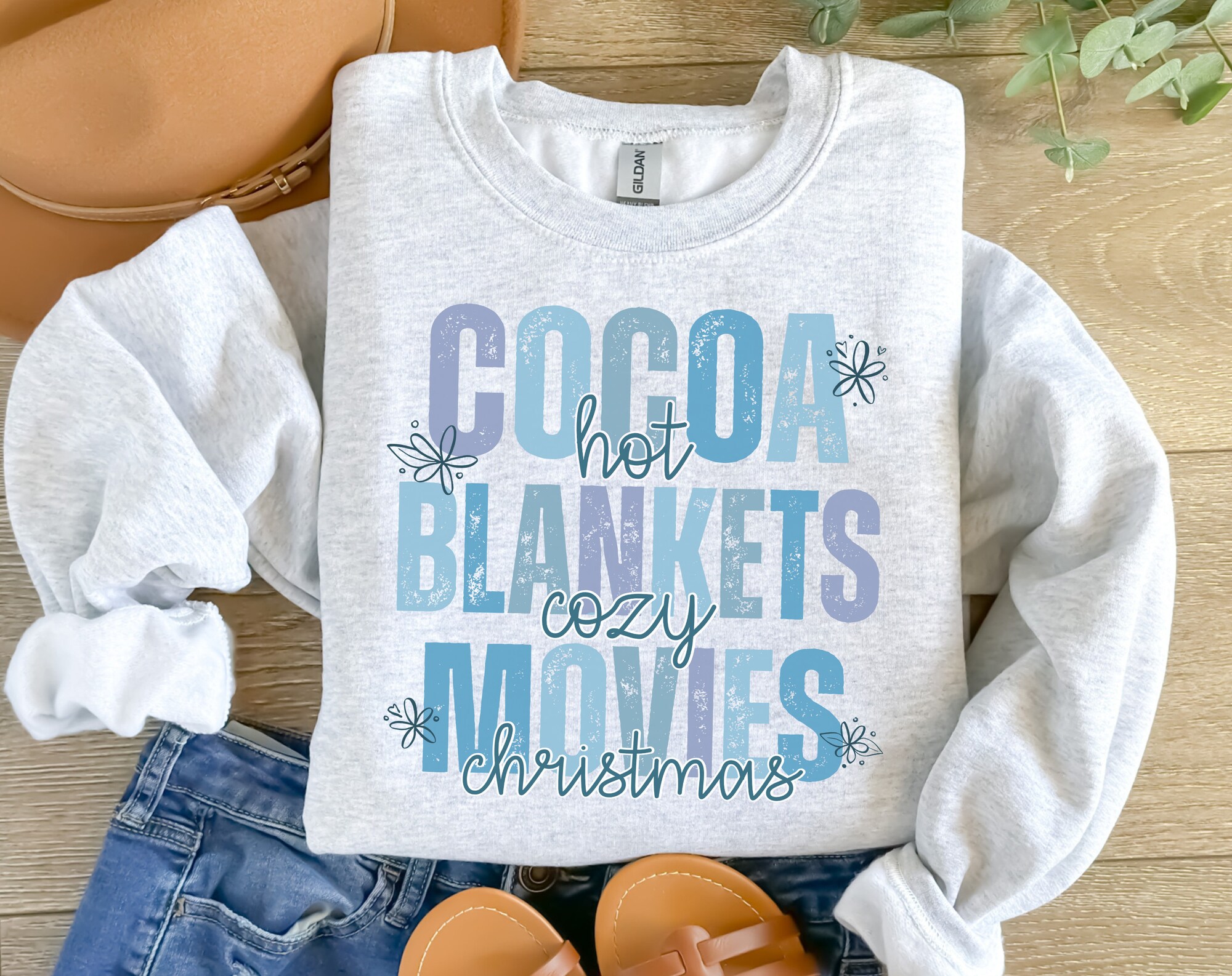 Hot Cocoa Cozy Blankets Sweatshirt - Christmas Family Tee image 0