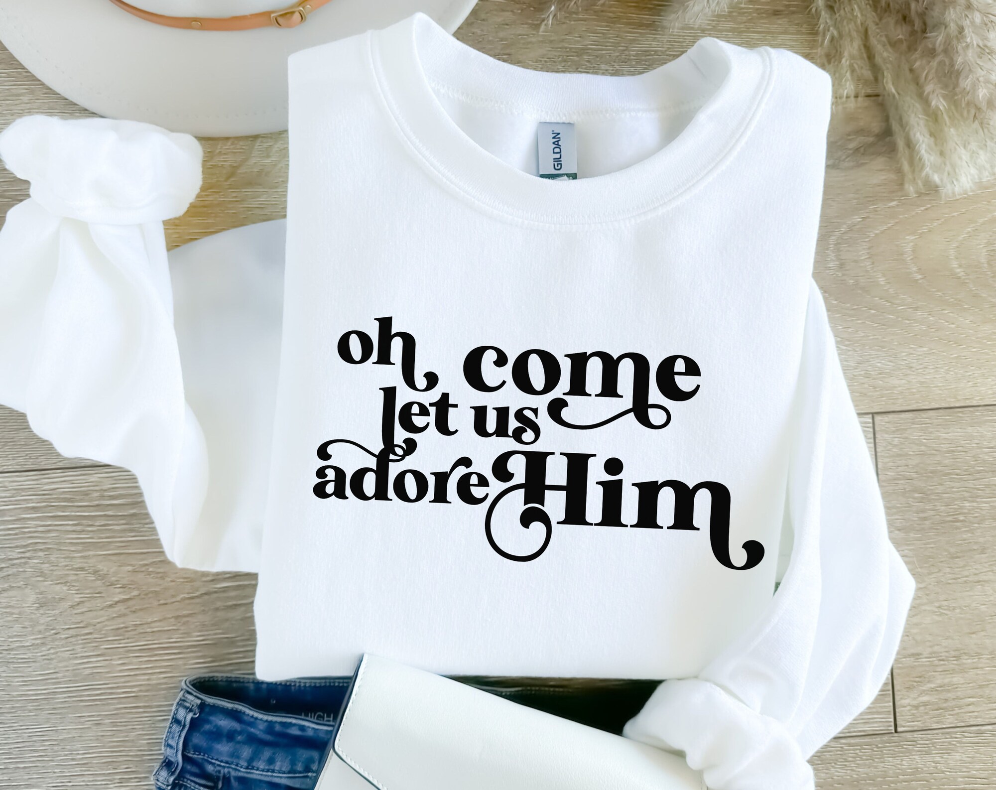 Let Us Adore Him Sweatshirt - Christian Christmas Gifts image 5