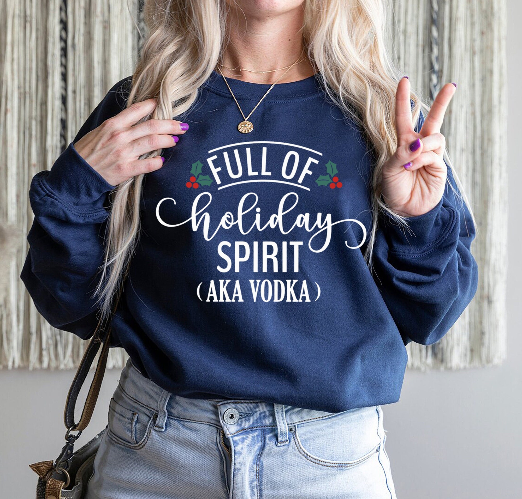 Full of Holiday Spirit Sweatshirt - Funny Christmas Sweater for Women image 5