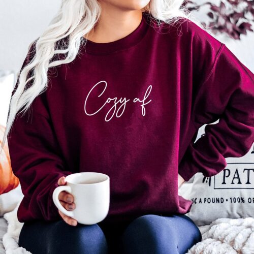 Cozy AF Sweatshirt - Minimal Christmas Family Sweater Holiday Apparel image 0