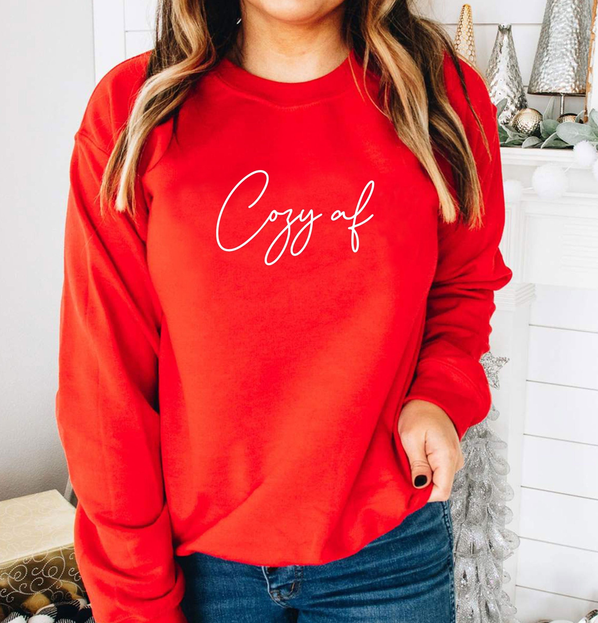 Cozy AF Sweatshirt - Minimal Christmas Family Sweater Holiday Apparel image 5