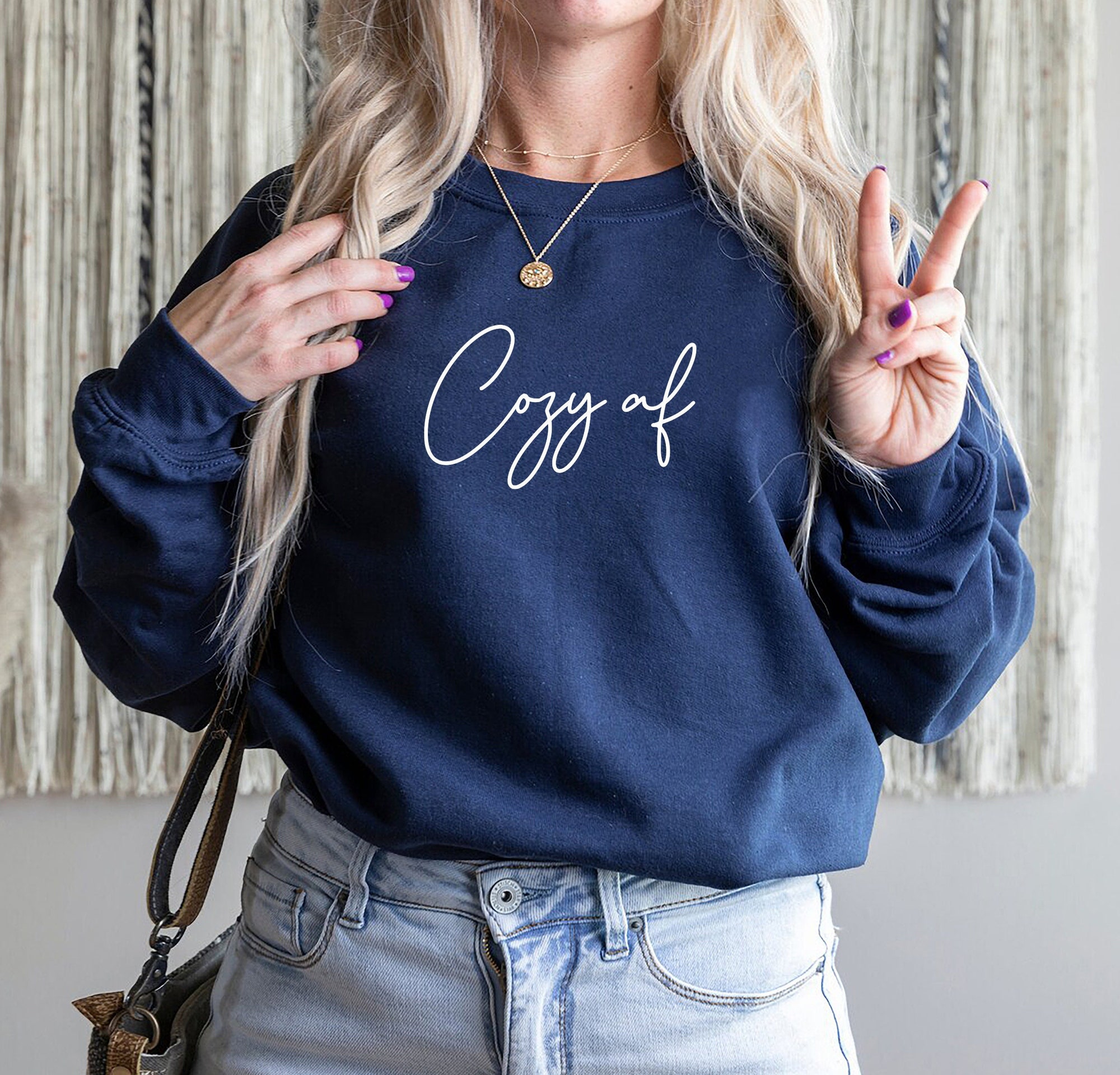 Cozy AF Sweatshirt - Minimal Christmas Family Sweater Holiday Apparel image 6