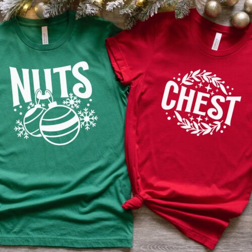 Chest Nuts Couples Matching Christmas Shirts: Funny Holiday Wear image 0