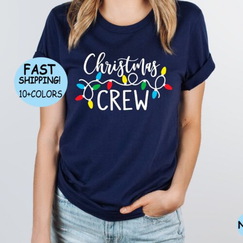 Christmas Crew Lights Shirt Happy Christmas Party Tee image 0