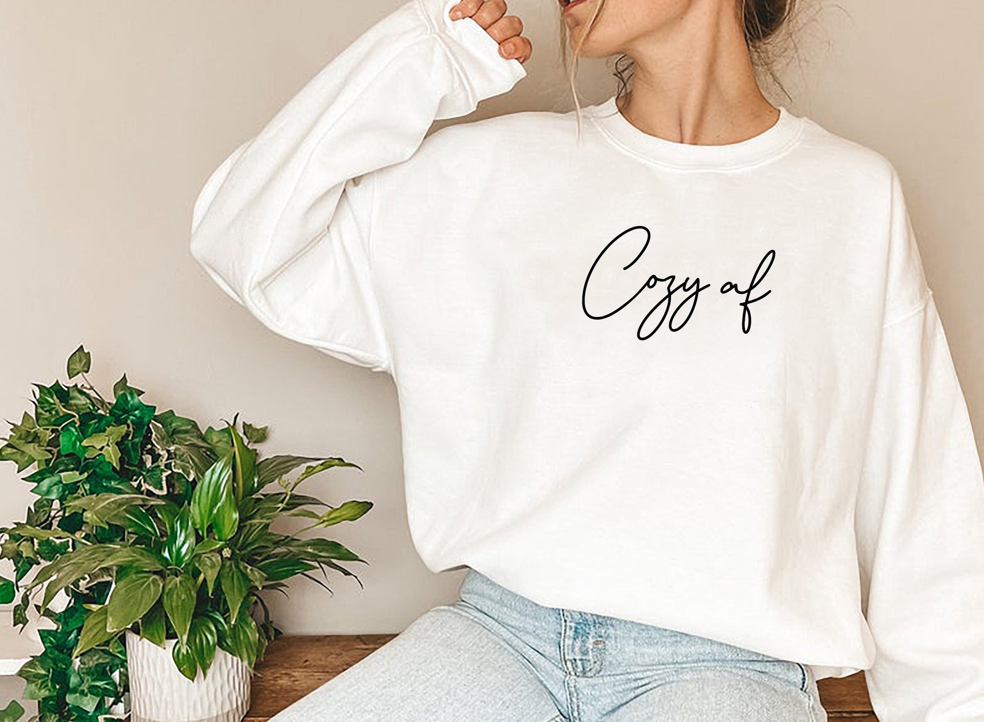 Cozy AF Sweatshirt - Minimal Christmas Family Sweater Holiday Apparel image 2