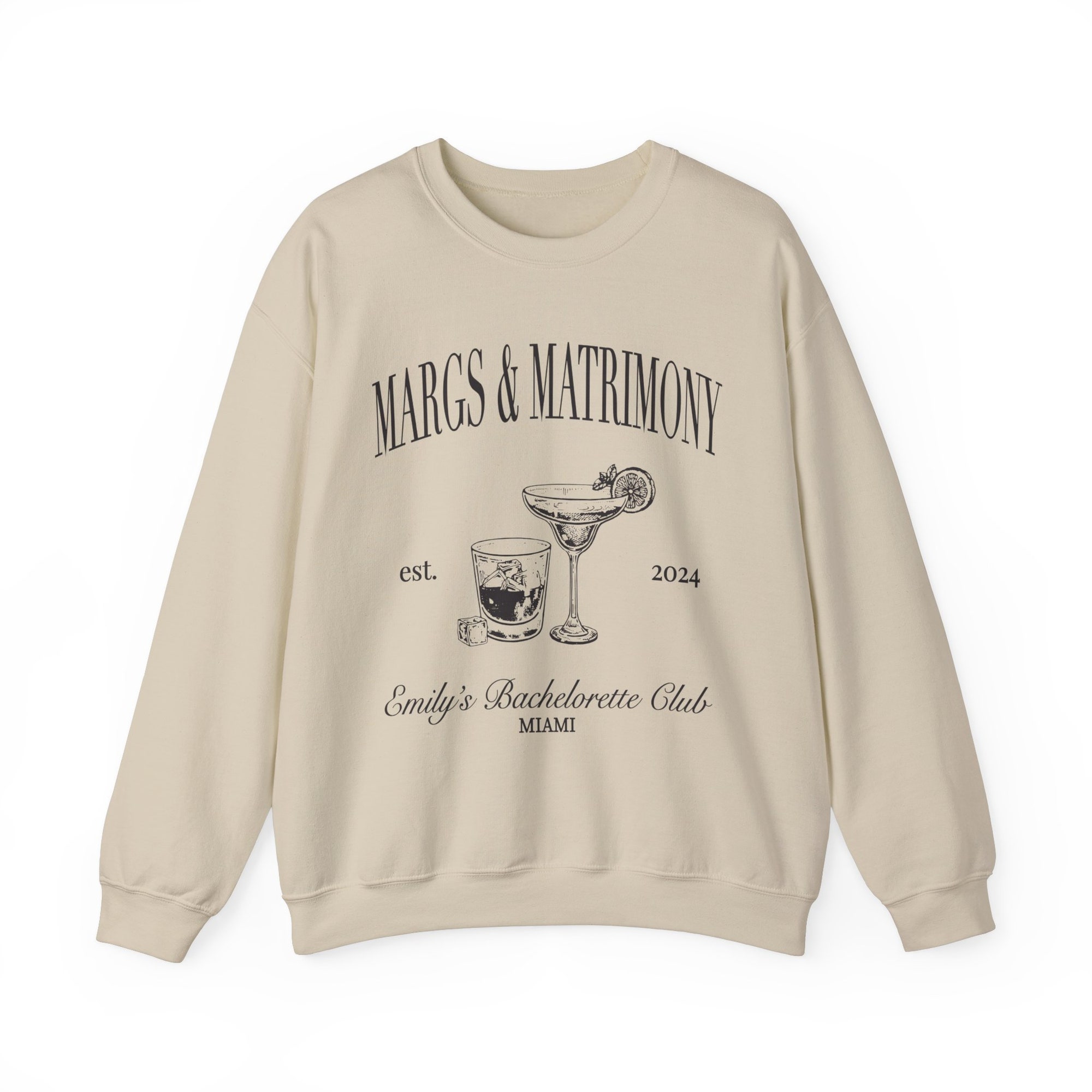 Cocktail Bachelorette Sweatshirt, Margs & Matrimony, Personalized The Bach Club Girl Trip, Bridal Party Gift, Custom Trendy Luxury Aesthetic image 2