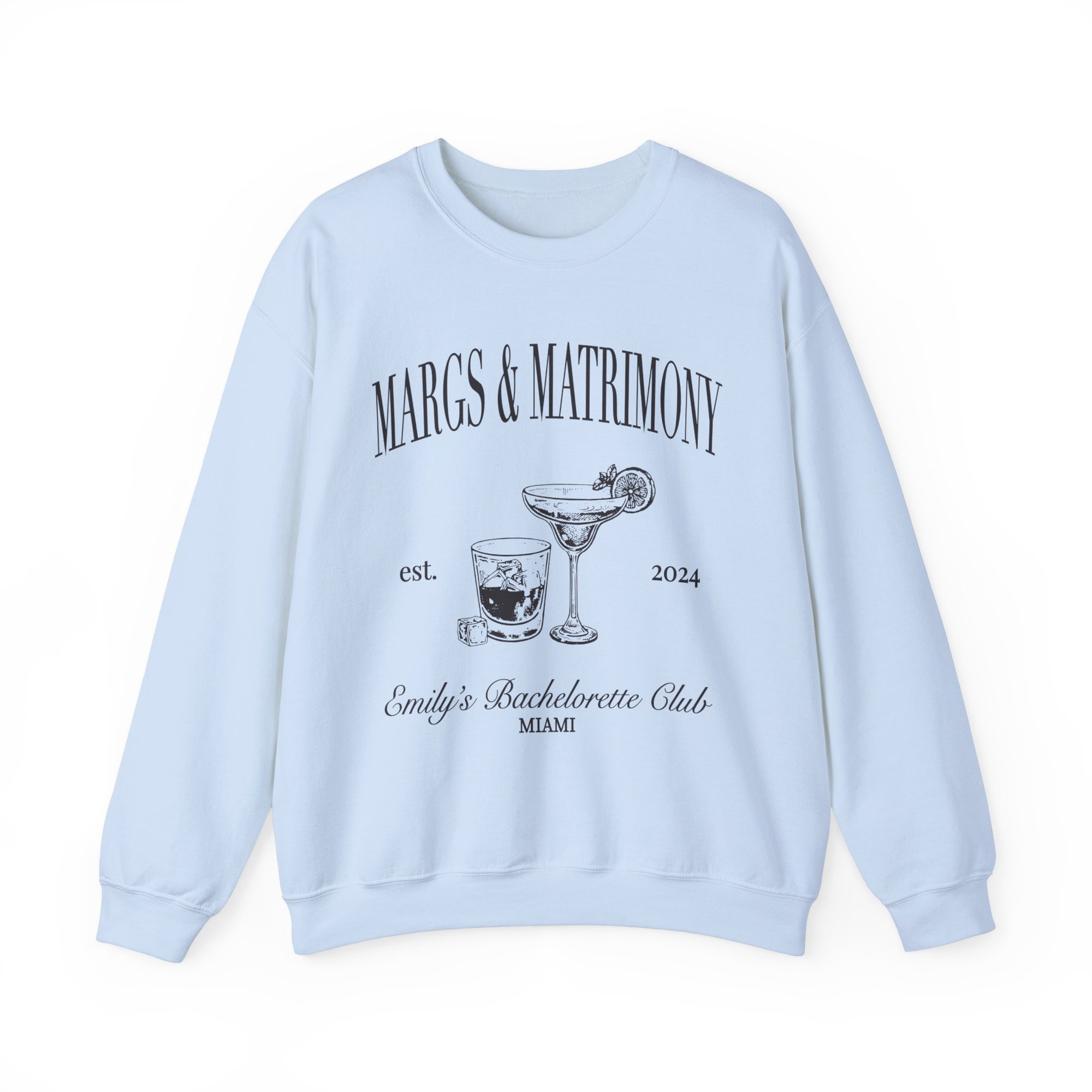 Cocktail Bachelorette Sweatshirt, Margs & Matrimony, Personalized The Bach Club Girl Trip, Bridal Party Gift, Custom Trendy Luxury Aesthetic image 3