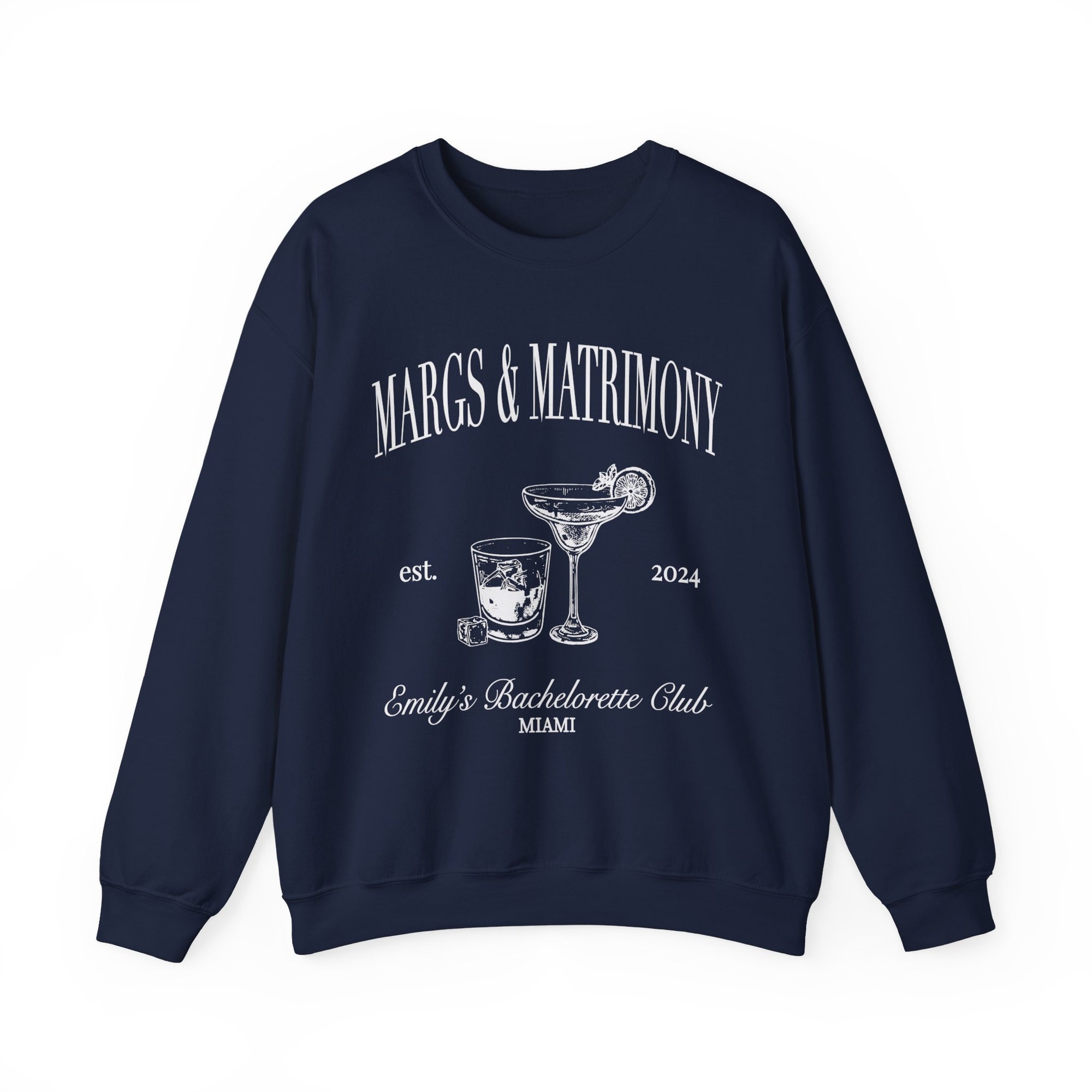 Cocktail Bachelorette Sweatshirt, Margs & Matrimony, Personalized The Bach Club Girl Trip, Bridal Party Gift, Custom Trendy Luxury Aesthetic image 4