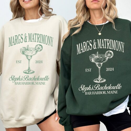 Custom Margs and Matrimony Tequila Bachelorette Sweatshirts image 0