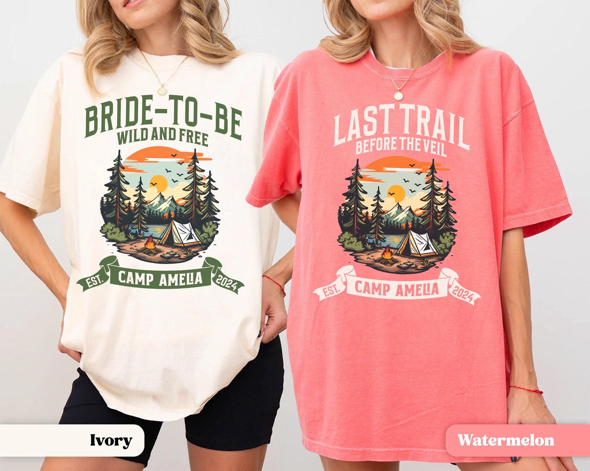 Vintage Camp Bachelorette Tees: Custom Mountain Bride & Party Shirts image 3