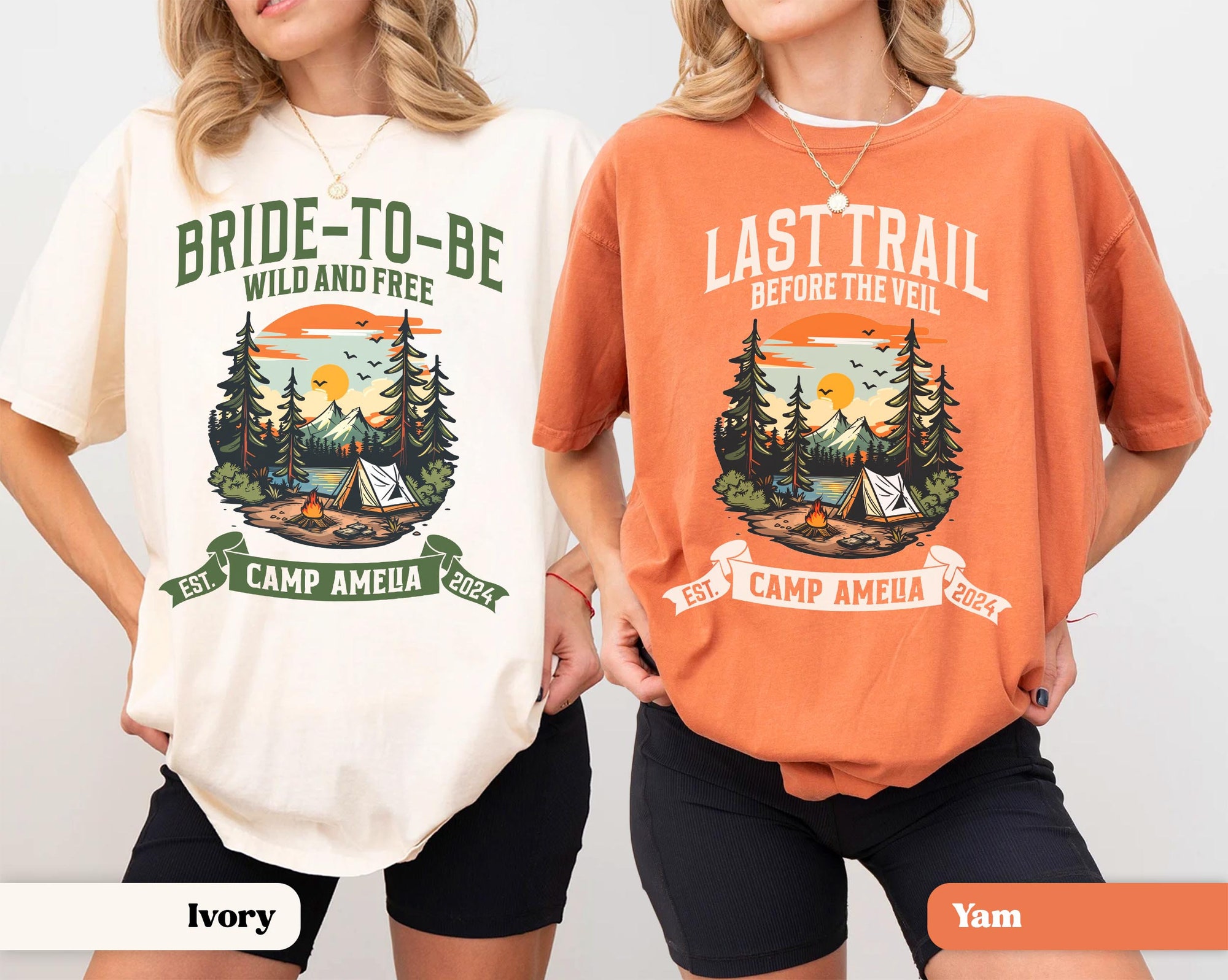 Vintage Camp Bachelorette Tees: Custom Mountain Bride & Party Shirts image 1