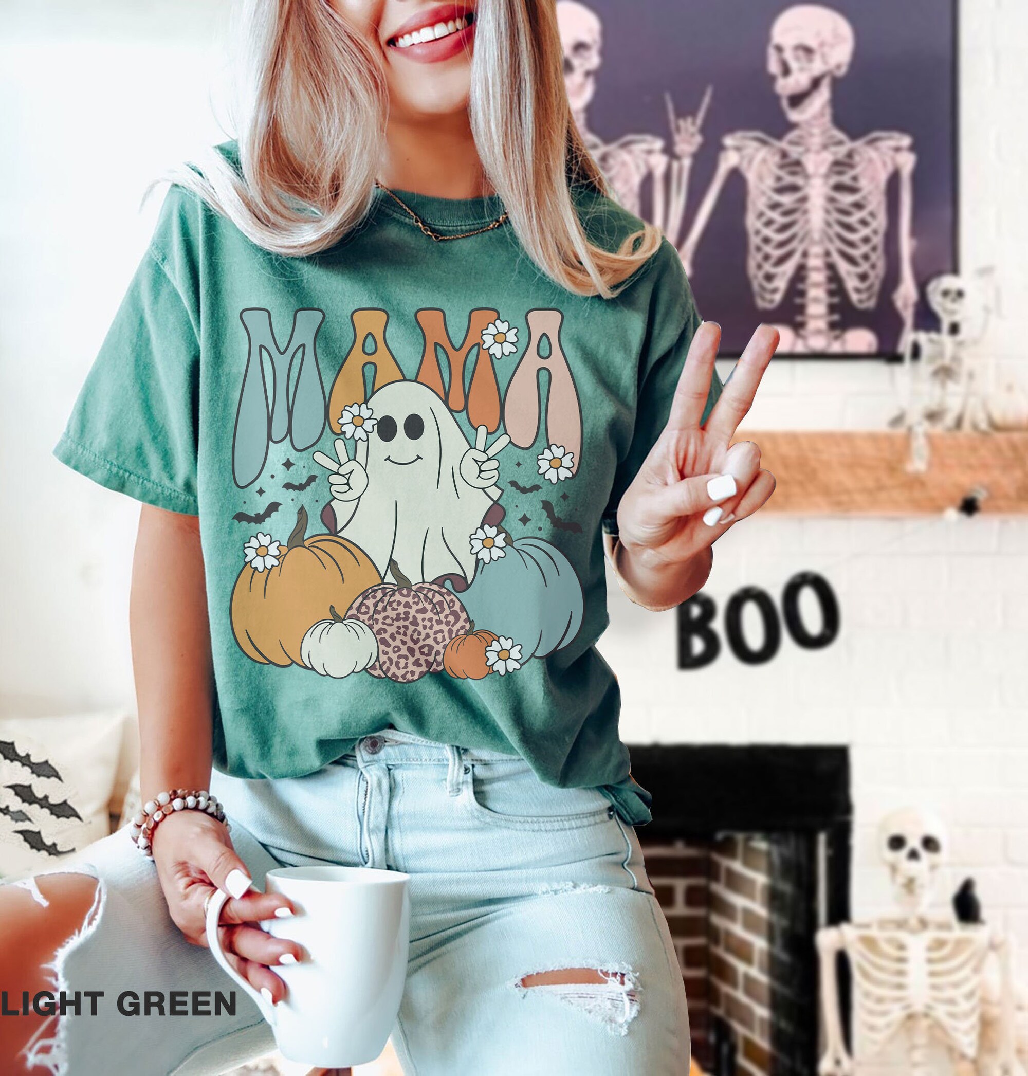 Ghost Mama Shirt | Comfort Colors Retro Halloween Tee | Gift for Stepmom image 2