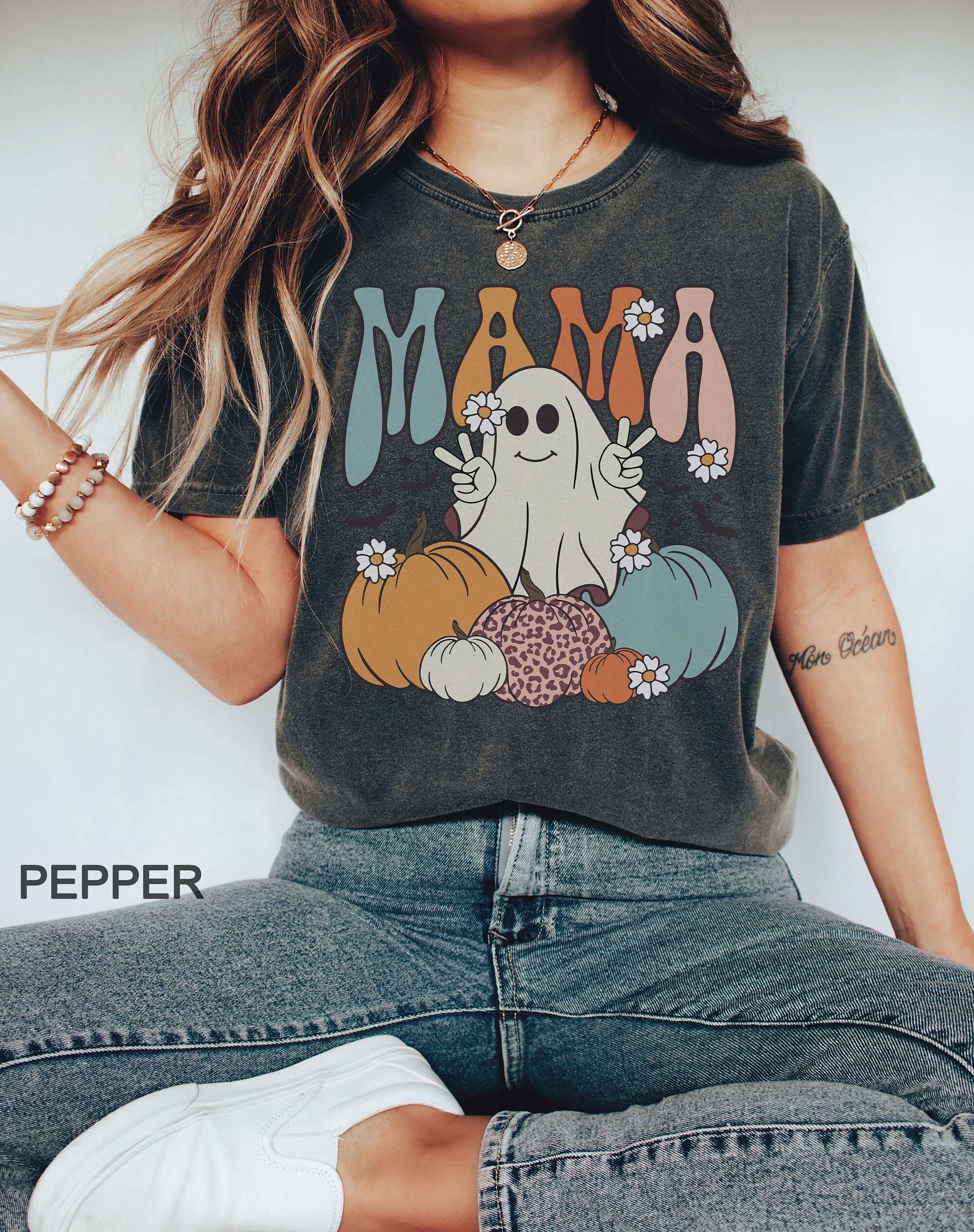 Ghost Mama Shirt | Comfort Colors Retro Halloween Tee | Gift for Stepmom image 5