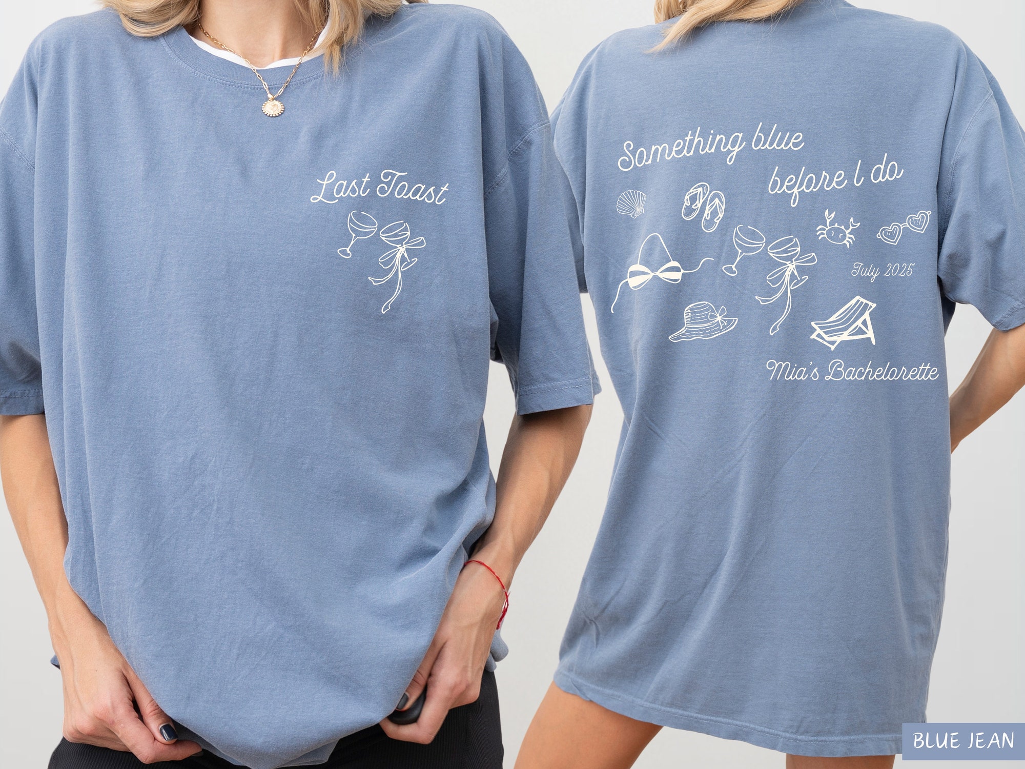 Coastal Themed Bachelorette Party Tees: 'Something Blue' & Custom Favors image 1