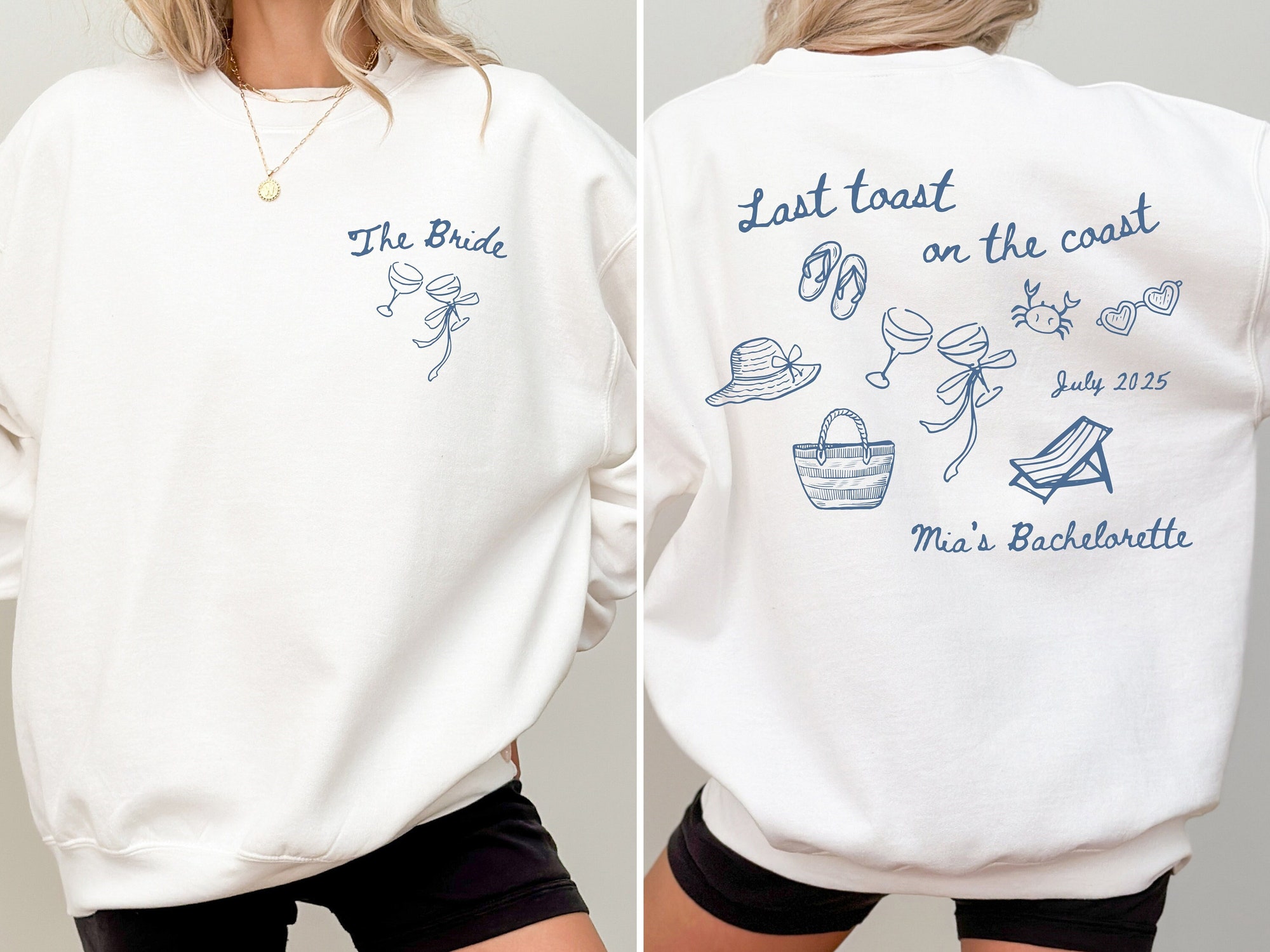 Themed Bachelorette Party Coastal Bach: Last Toast Crewnecks & Custom Bridal image 0