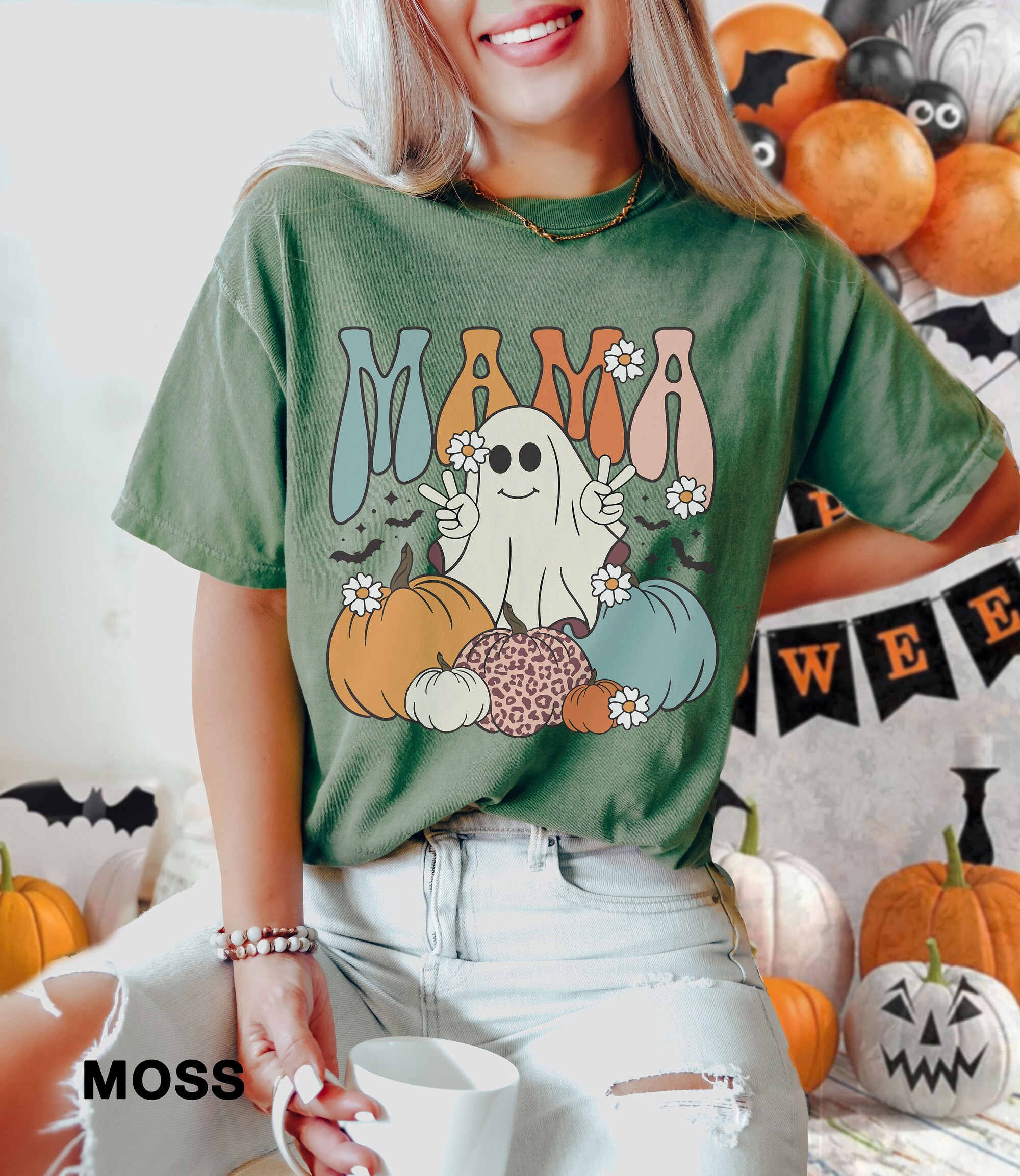 Ghost Mama Shirt | Comfort Colors Retro Halloween Tee | Gift for Stepmom image 7