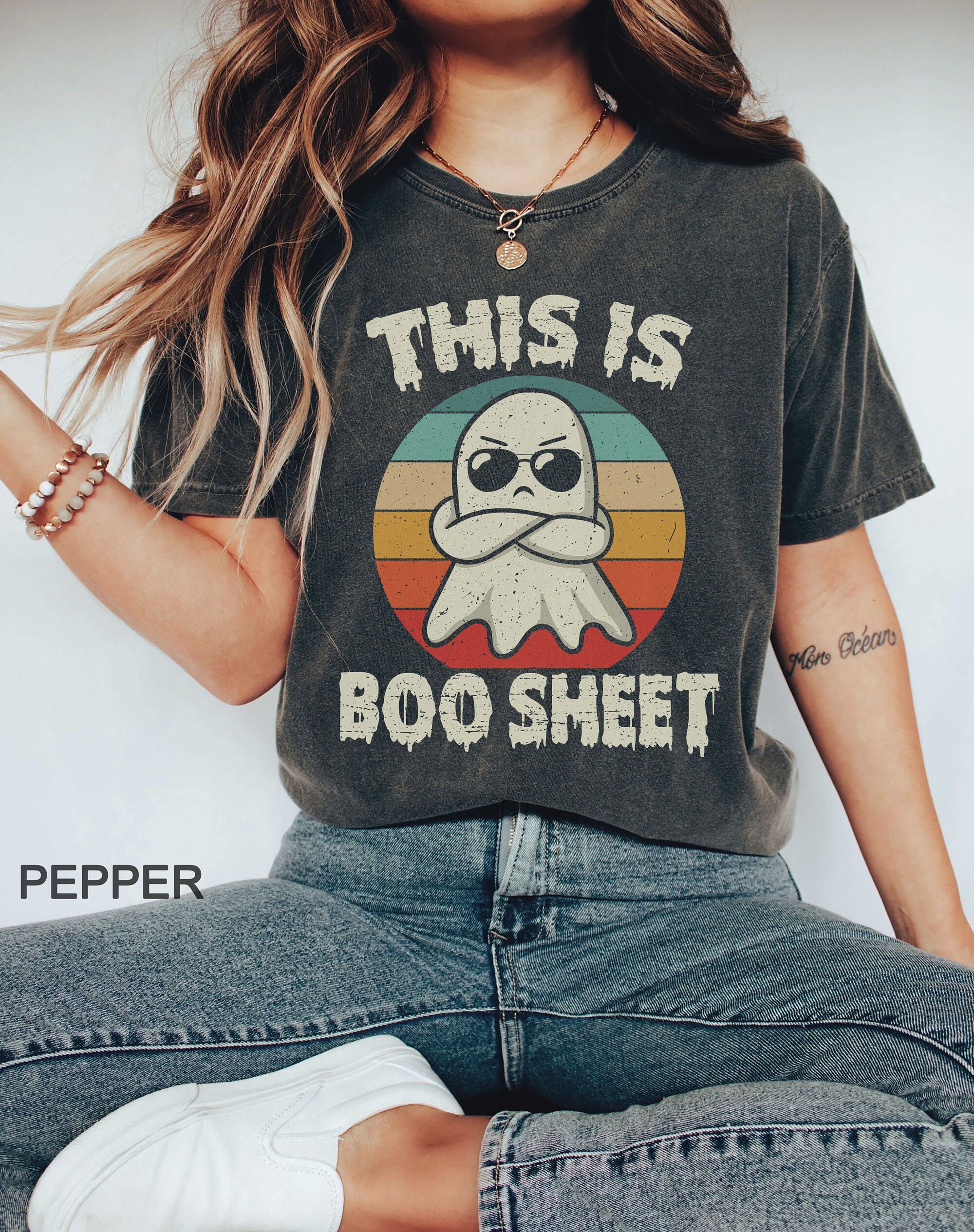 This is Boo Sheet Ghost Halloween Shirt | Funny Comfort Colors Spooky Tee image 4