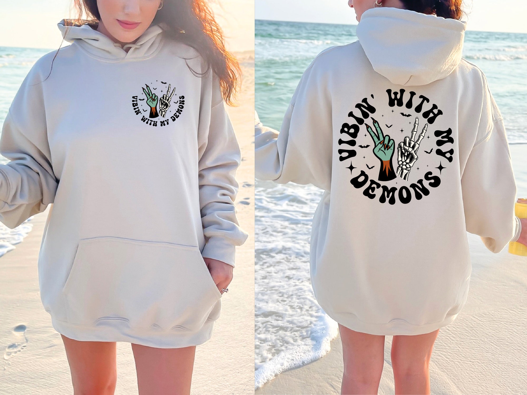 Vibing With My Demons Sweatshirt: Funny Halloween Gift image 1