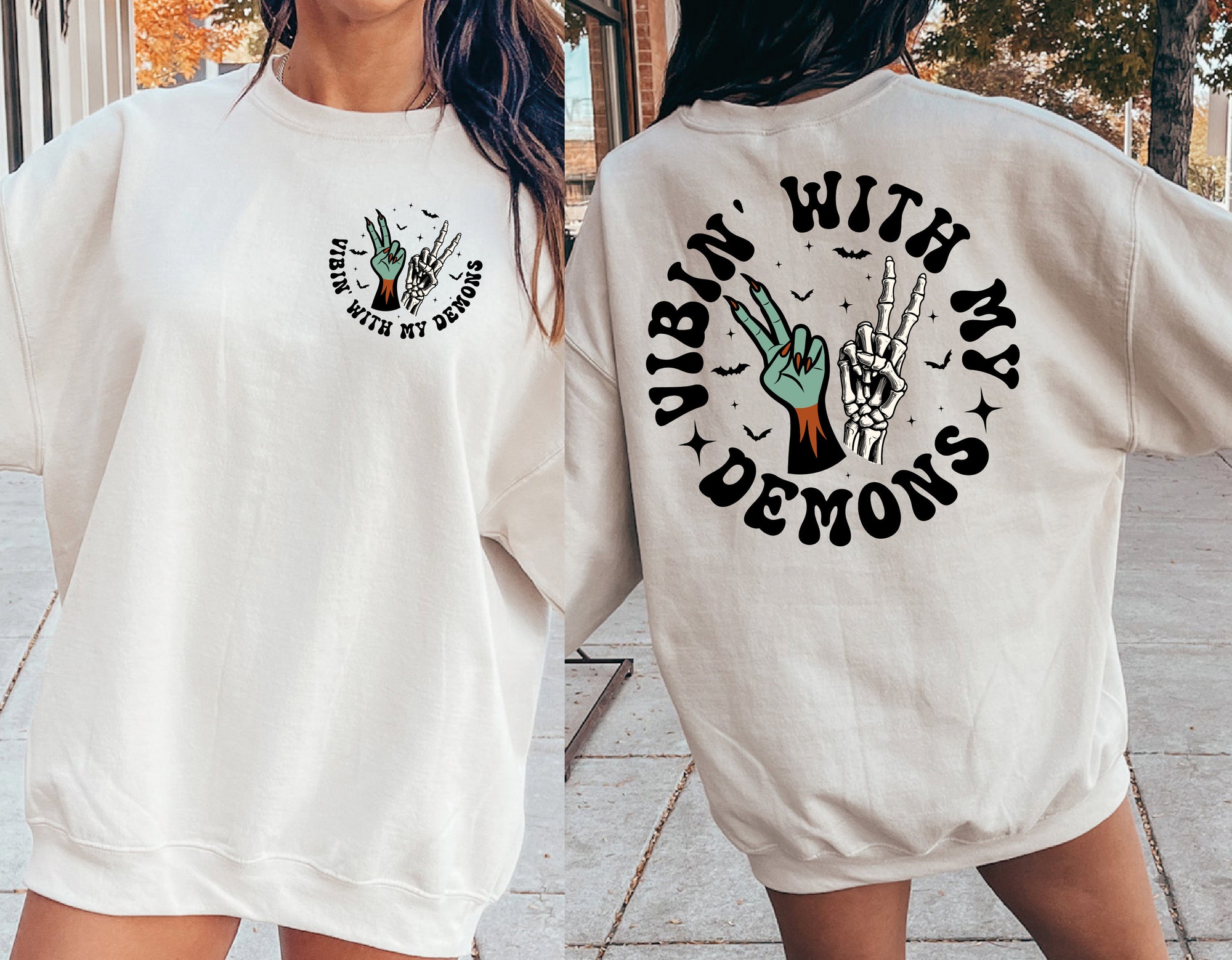 Vibing With My Demons Sweatshirt: Funny Halloween Gift image 3