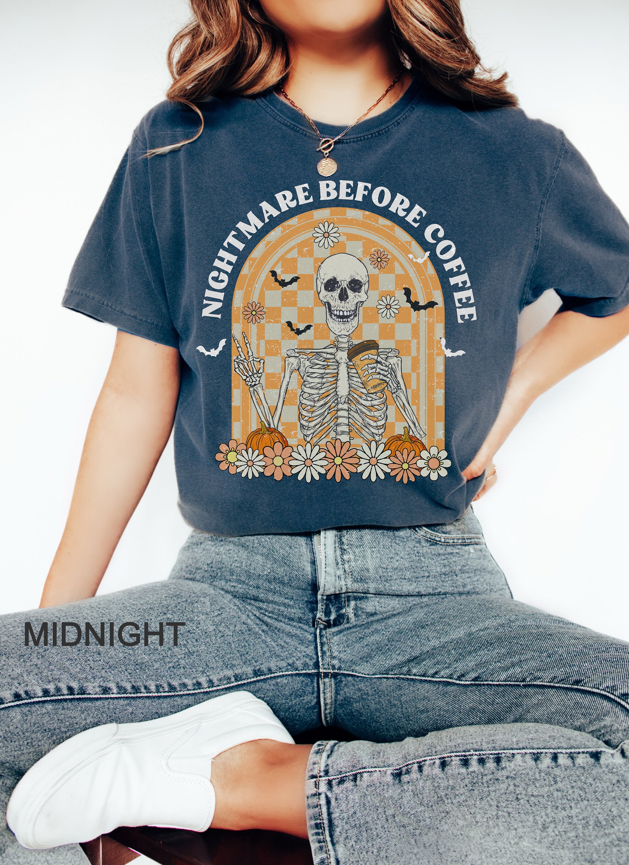 Nightmare Before Coffee Retro Halloween Shirt | Funny Coffee Lover Tee image 7