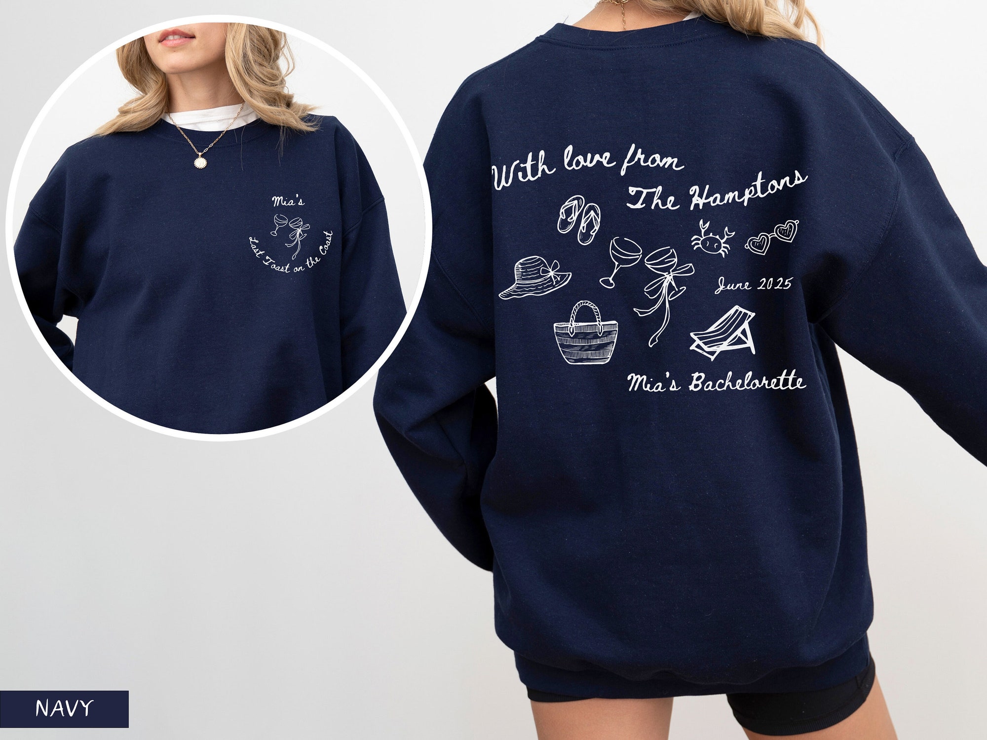 Themed Bachelorette Party Coastal Bach: Last Toast Crewnecks & Custom Bridal image 5