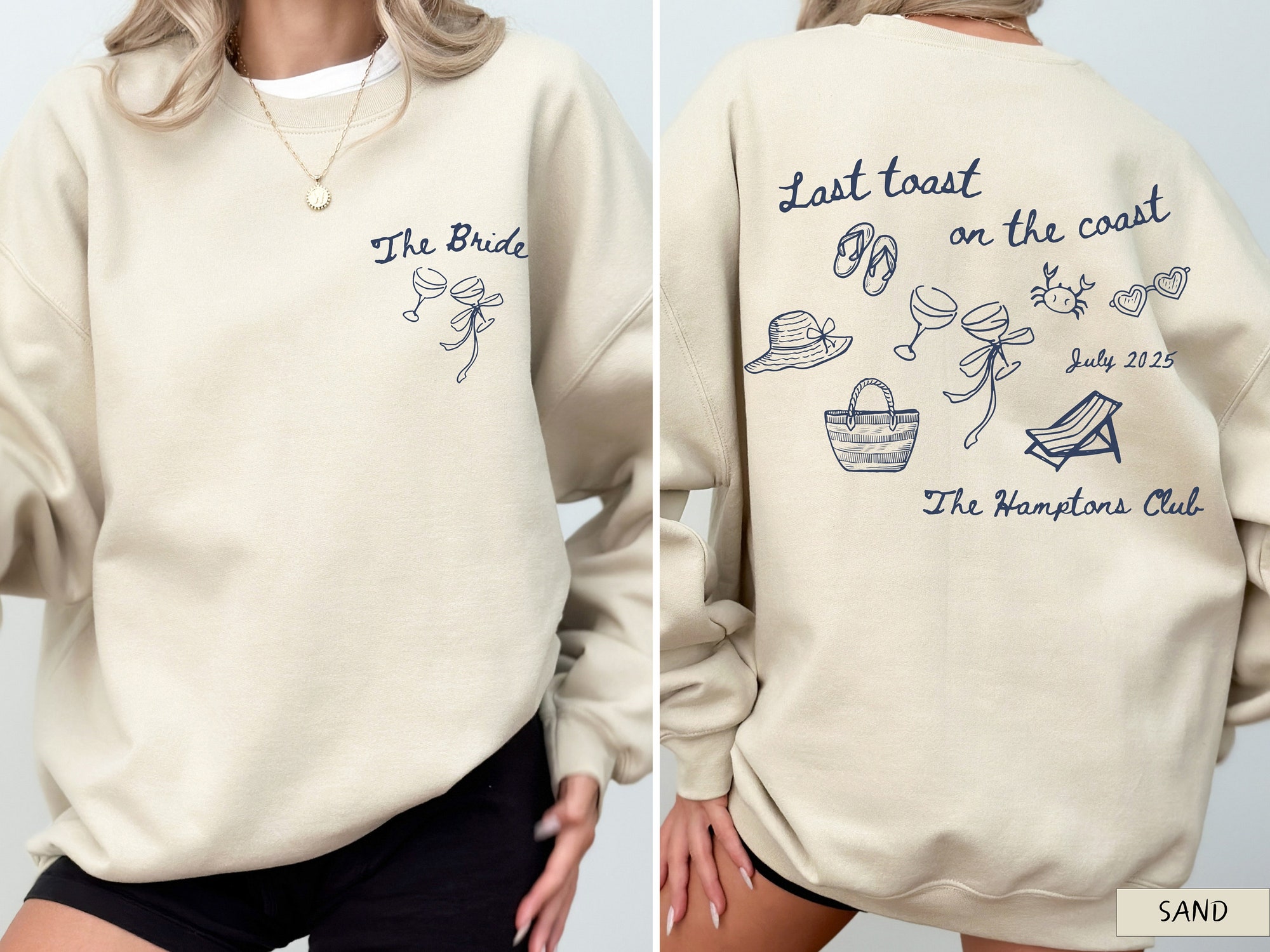 Themed Bachelorette Party Coastal Bach: Last Toast Crewnecks & Custom Bridal image 6