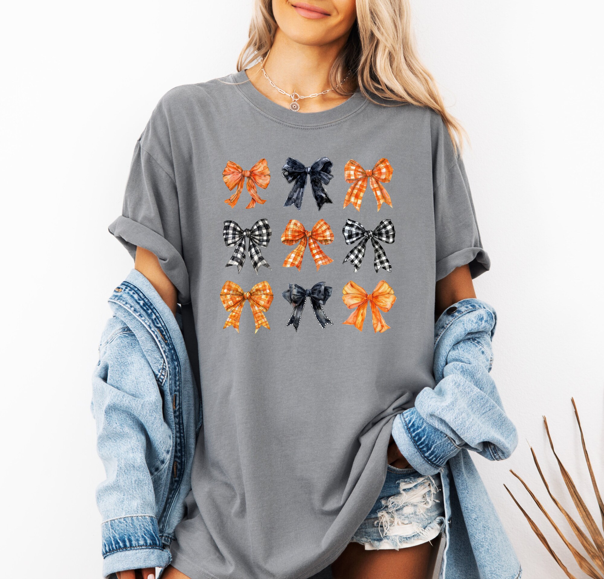 Coquette Halloween Shirt - Trendy Fall Tee Black Bow Collage image 4