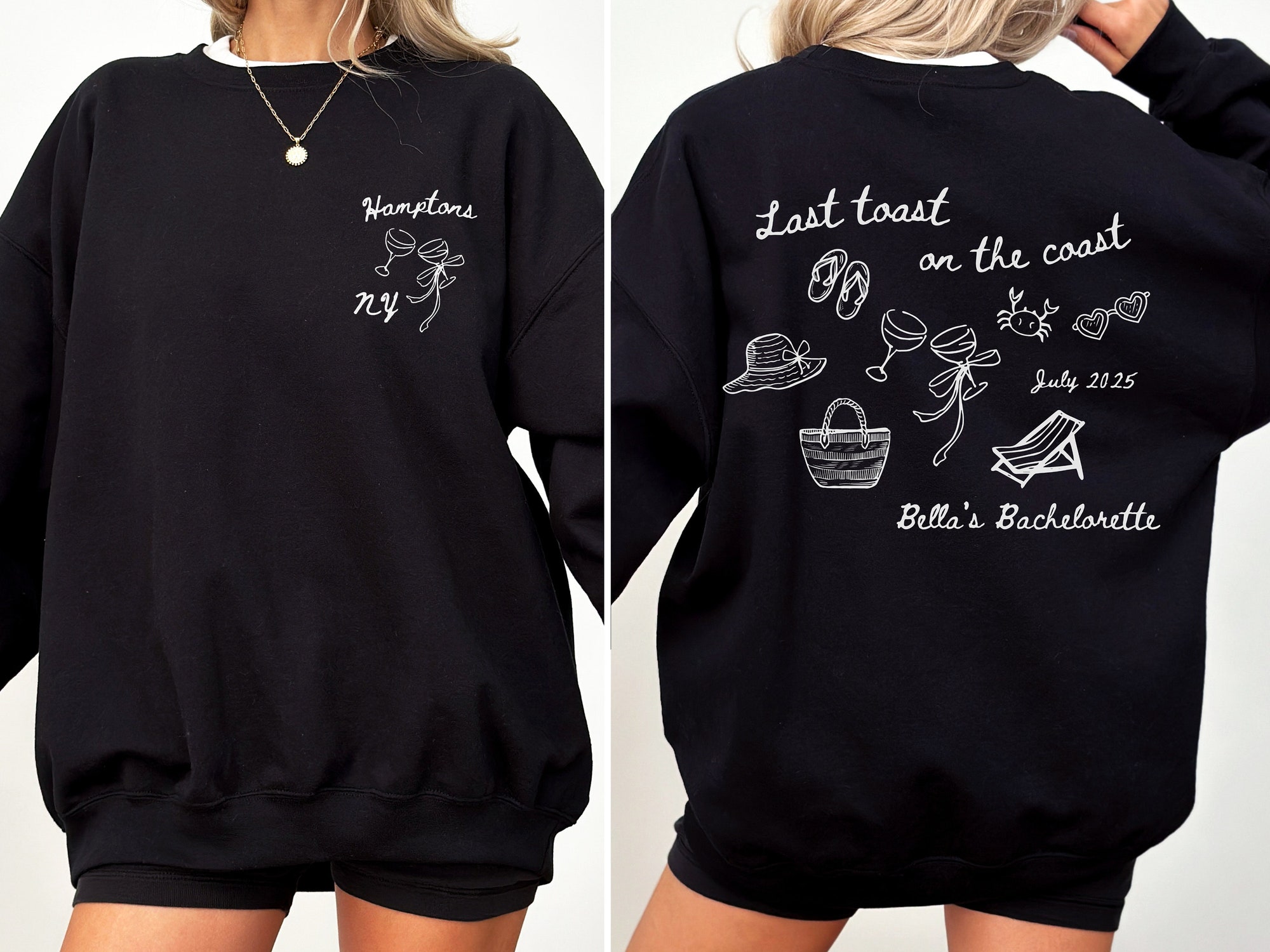 Themed Bachelorette Party Coastal Bach: Last Toast Crewnecks & Custom Bridal image 2