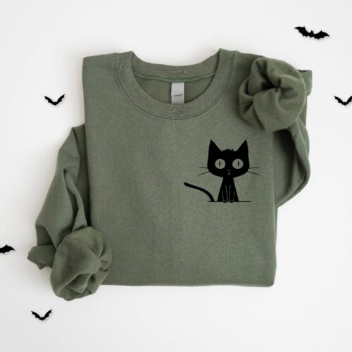 Cute Cat Halloween Sweatshirt: Women's Gift for Spooky Season image 1