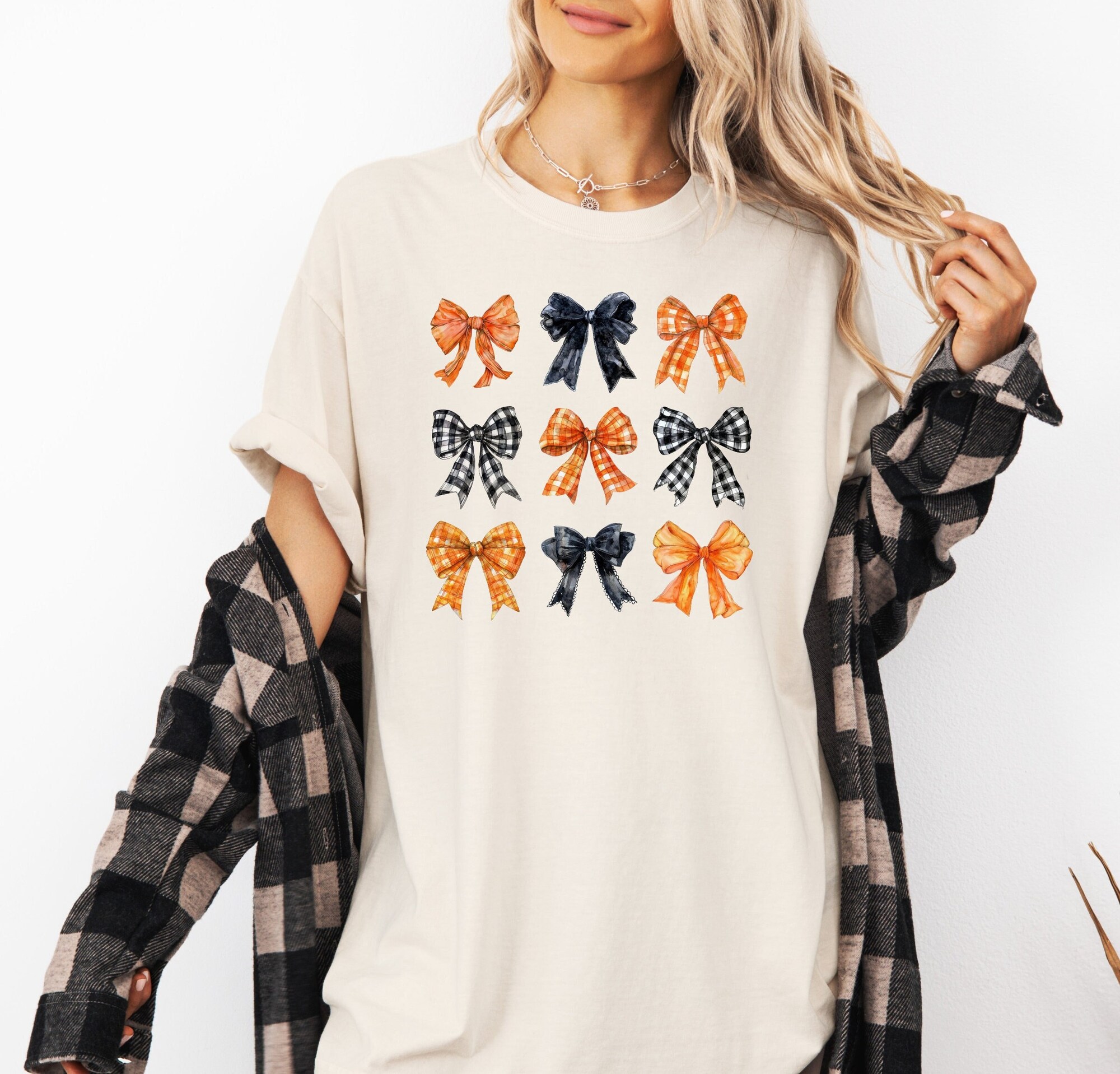 Coquette Halloween Shirt - Trendy Fall Tee Black Bow Collage image 0