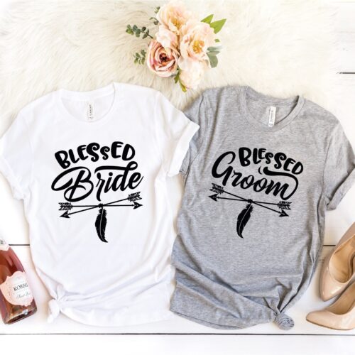 Blessed Bride & Groom Matching Shirts for Wedding & Bachelorette image 0