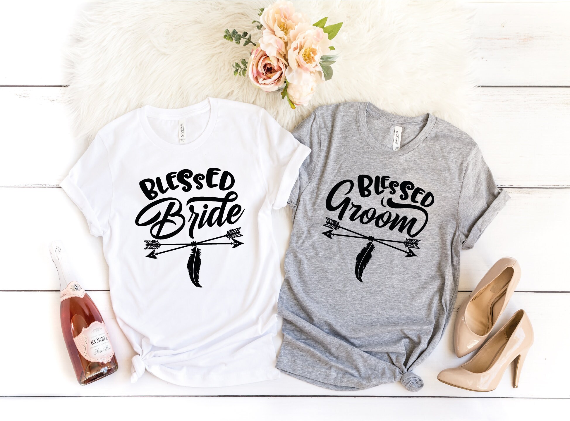 Blessed Bride & Groom Matching Shirts for Wedding & Bachelorette image 0