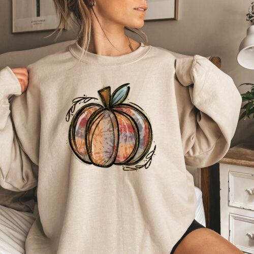 Fall Pumpkin Shirt Pumpkin Patch Tie Dye Thanksgiving Sweatshirt image 0