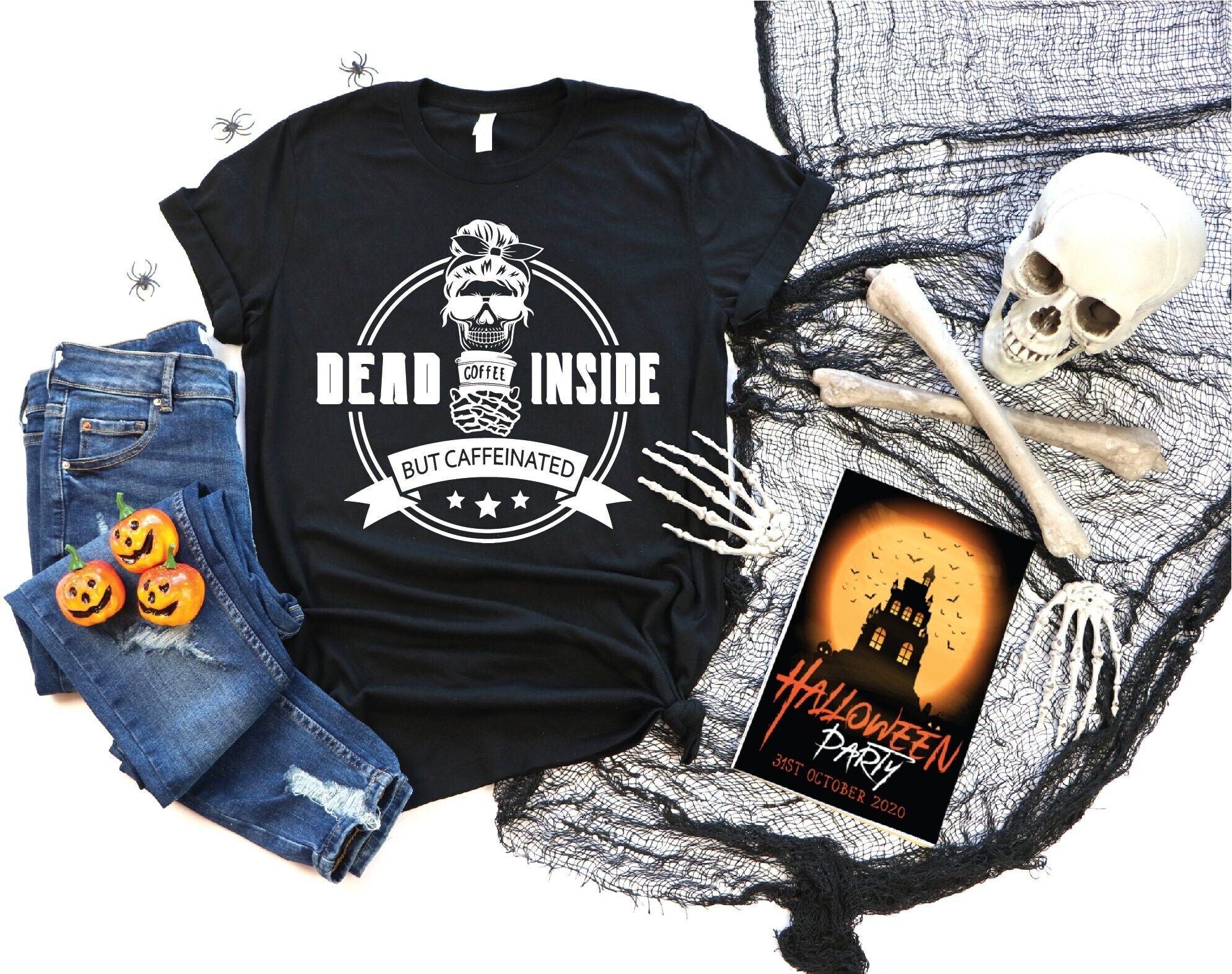 Caffeinated Skeleton: Fun Coffee & Halloween Shirt for Moms 2024 image 0