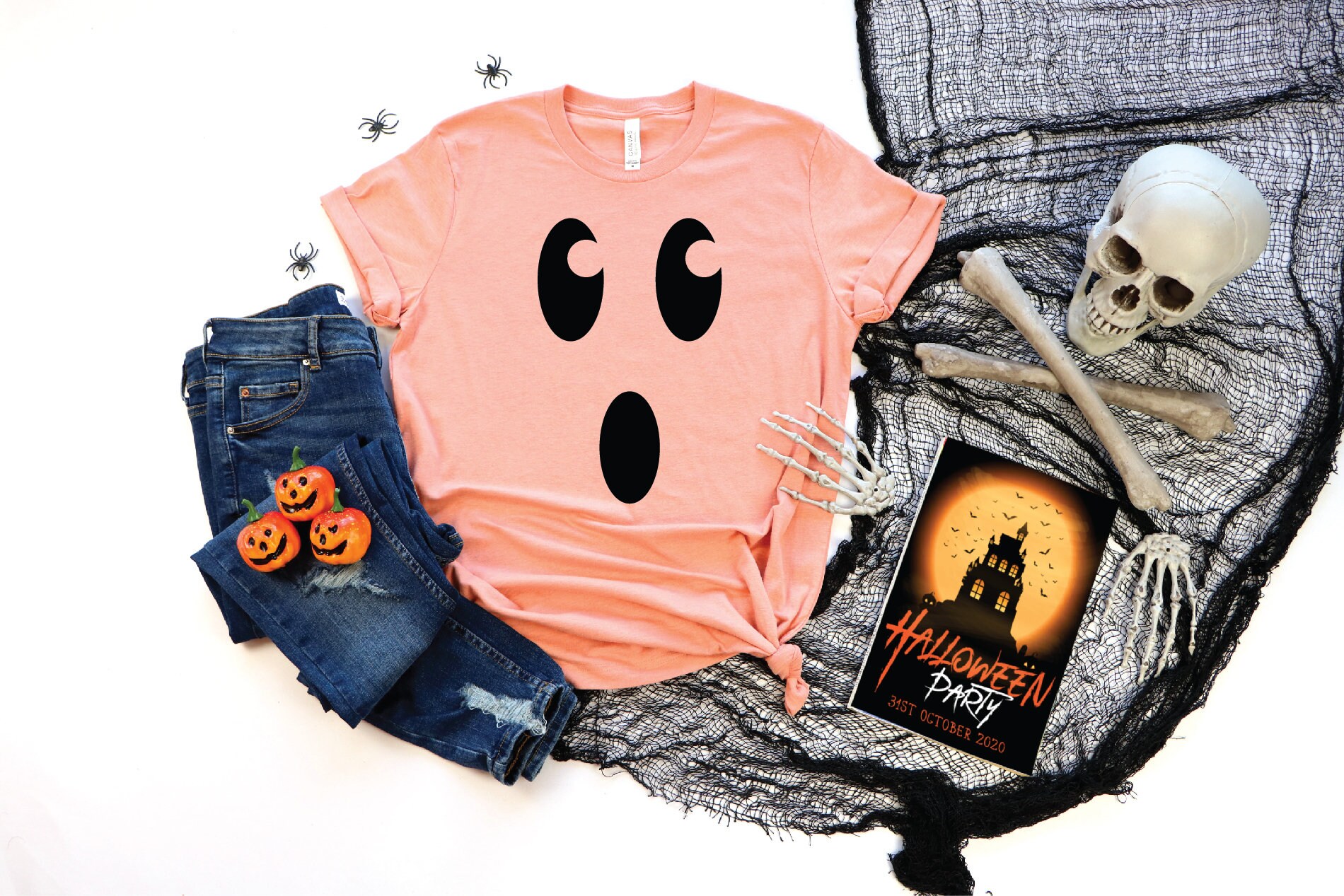 Halloween Family Tees: Ghost Pumpkin Faces for Party Fun image 1