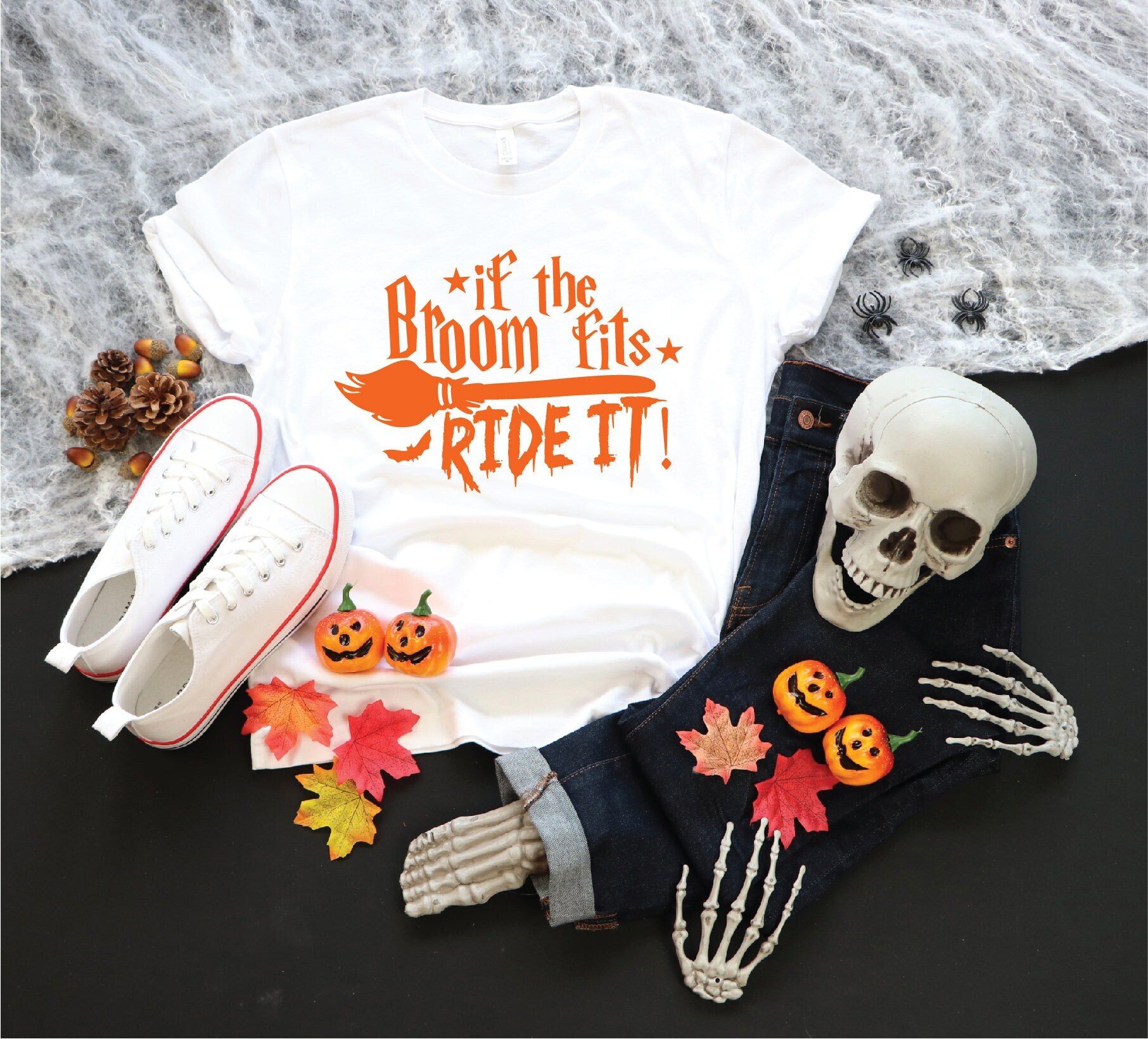 Ride the Broom: Trendy & Funny Witch Halloween Tees 2024 image 1