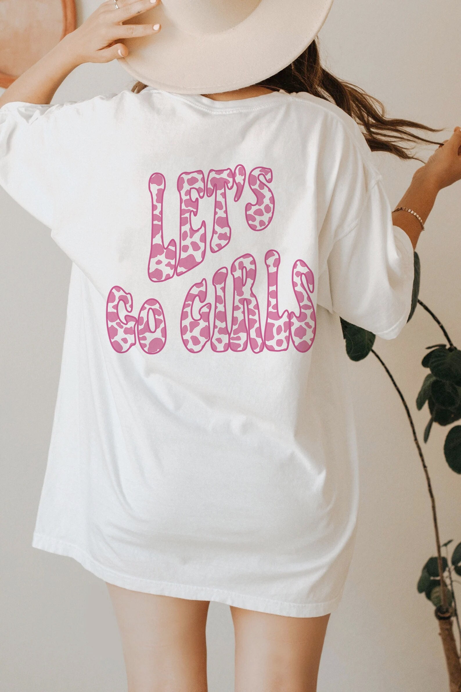 Let's Go Girls Shirt, Cow Print Tee, Retro Bachelorette Party, Back Design, Groovy Party, Aesthetic Preppy Clothes, Trendy Cowgirl Wedding image 0