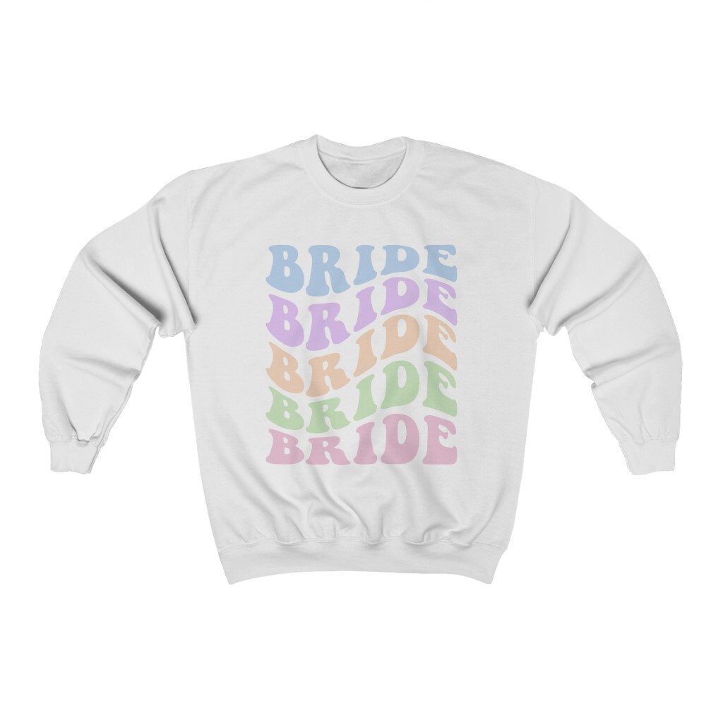 Retro Bride Sweatshirt, Pastel Bride Shirt, Bridal Party Shirt, Bachelorette Party Shirt, Retro Aesthetic Shirt, Preppy Shirt, Boho Trendy image 1