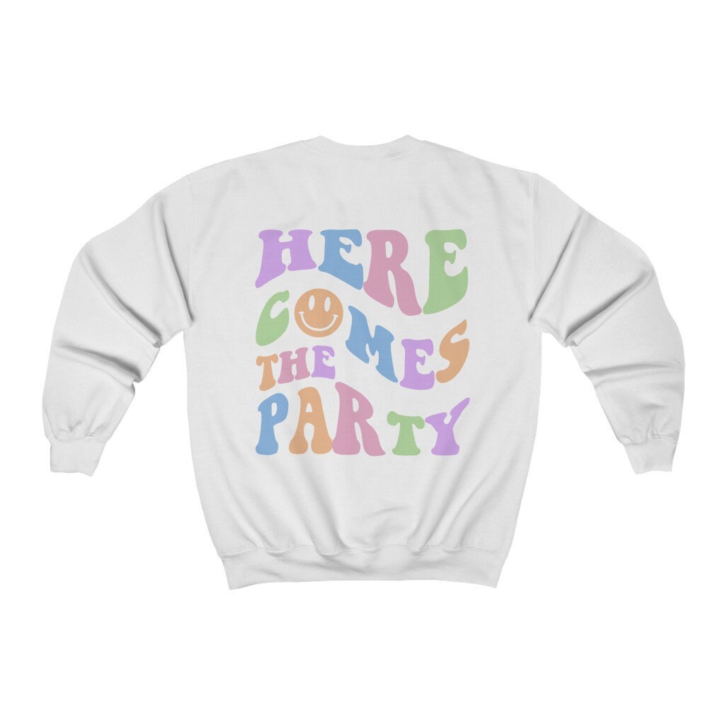 Here Comes the Bride Sweatshirt, Bachelorette Party Bridesmaid Shirt, Trendy Bridal Shirt, Back Design, Aesthetic Preppy Shirt, Retro Y2K image 3