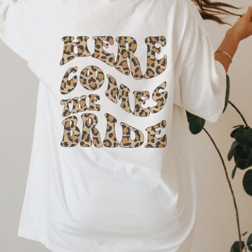 Leopard Print Retro Bride Shirt - Trendy Bachelorette Tee image 0