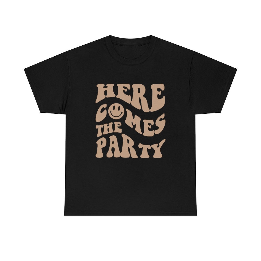 Here Comes the Bride Party Shirt, Retro Bachelorette Party, Neutral Bride Bridesmaid Oversized Tee, Groovy Trendy, Aesthetic Wedding image 6