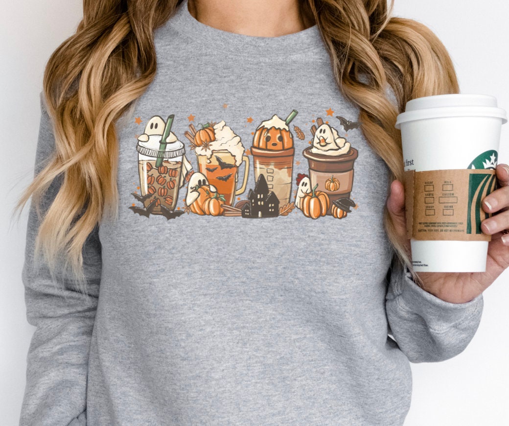 Cute Fall Coffee Tee Pumpkin Latte Drink Cup Spice Thanksgiving Tee image 2